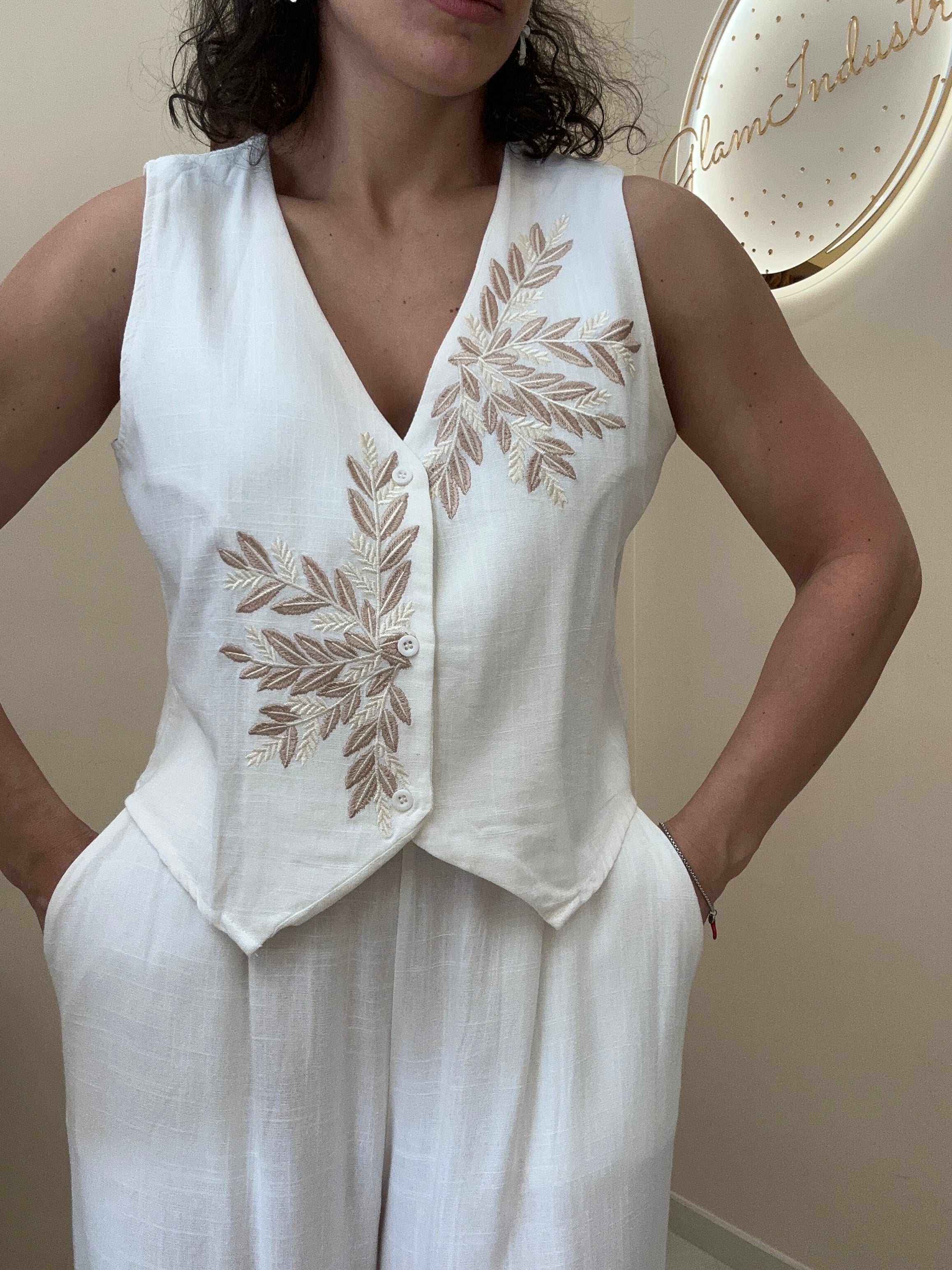 Tailleur fiori 65% lino