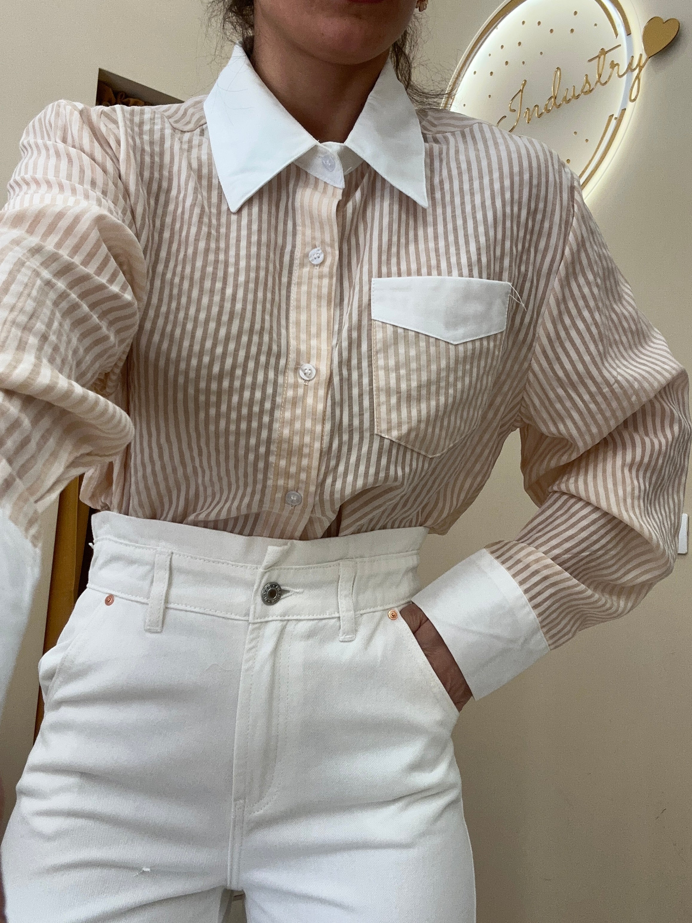 Camicia rigo trasparente Camel