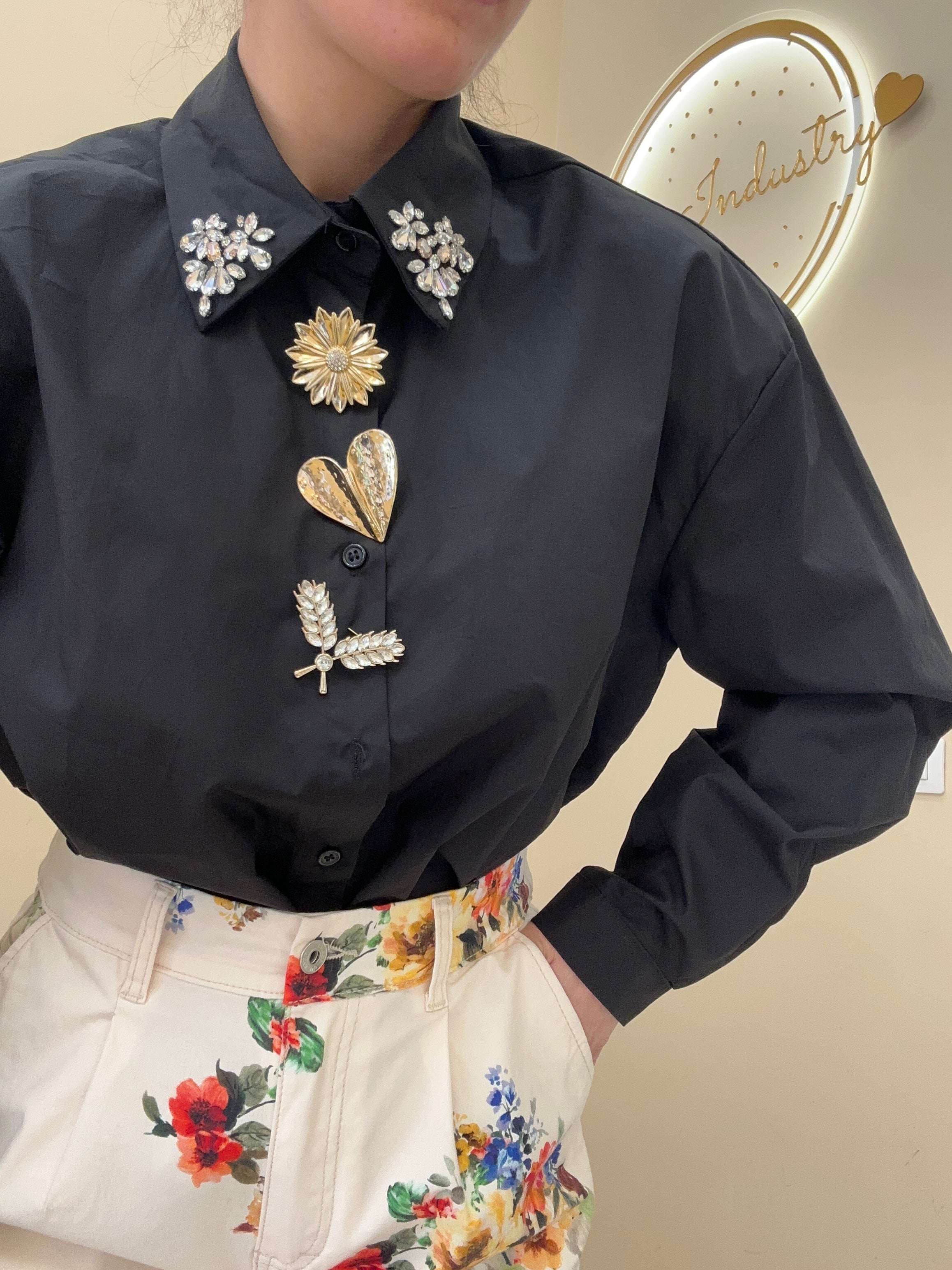 Camicia spille nera