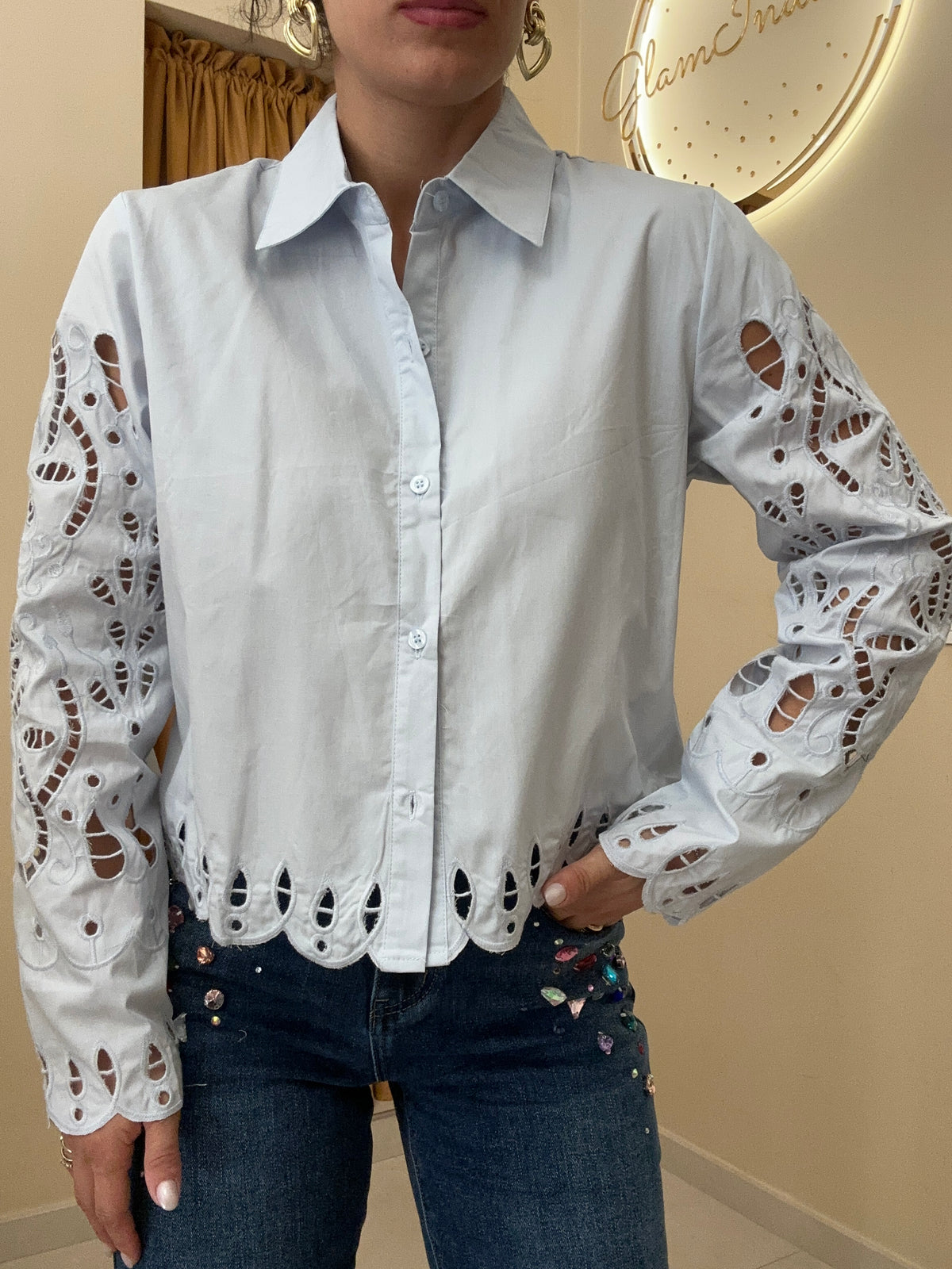 Camicia lavorata CELESTE