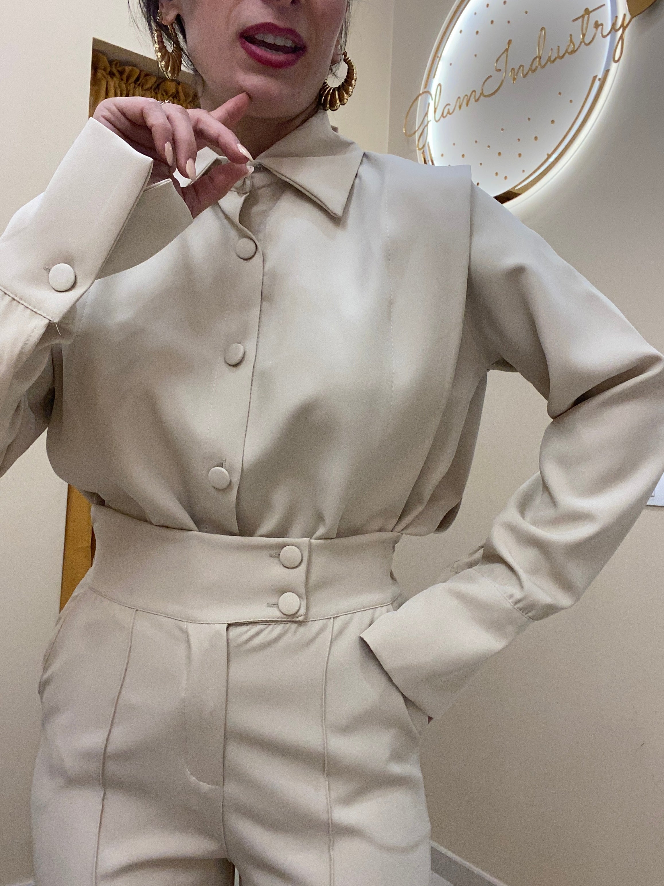 Coordinato camicia con spalline BEIGE