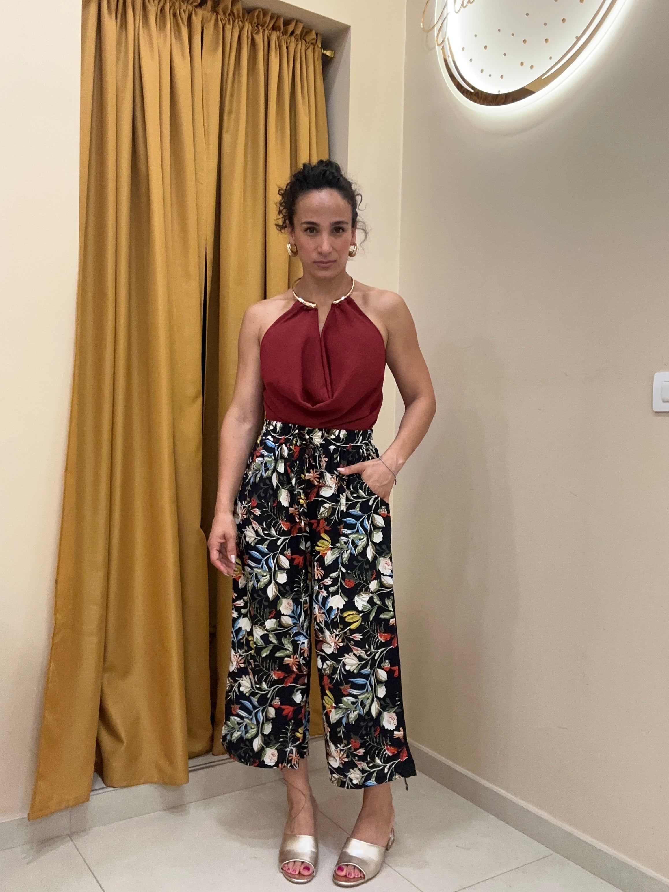 Pantalone caviglia fiorato