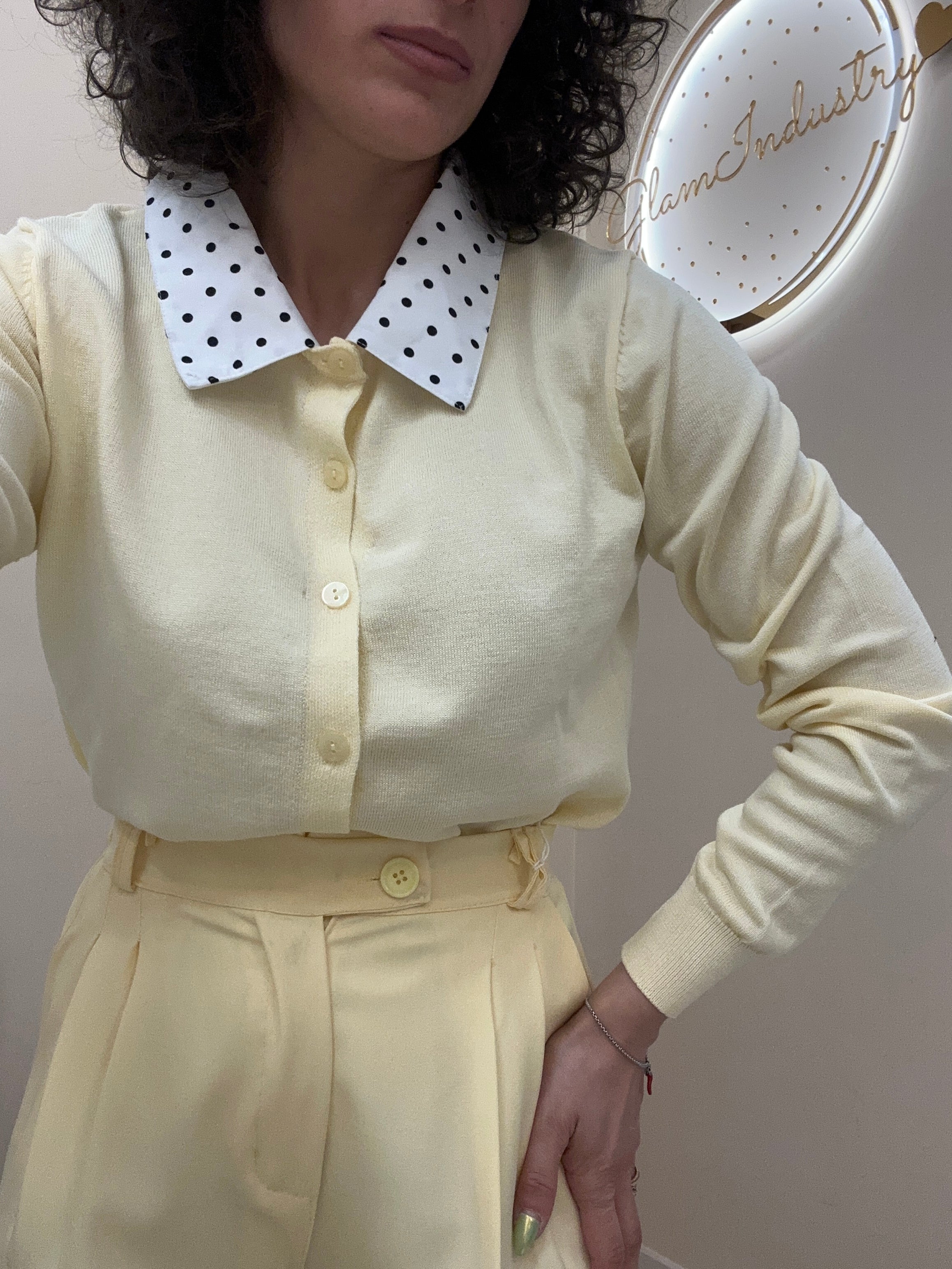 Cardigan con colletto pois