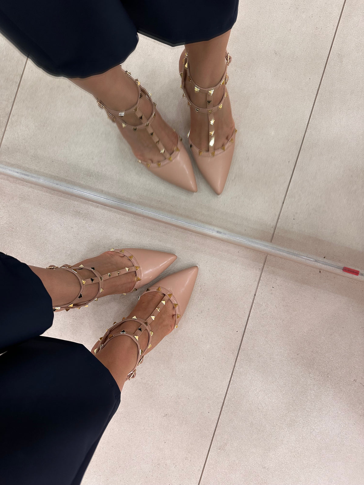 Slingback tacco borchie beige 6311
