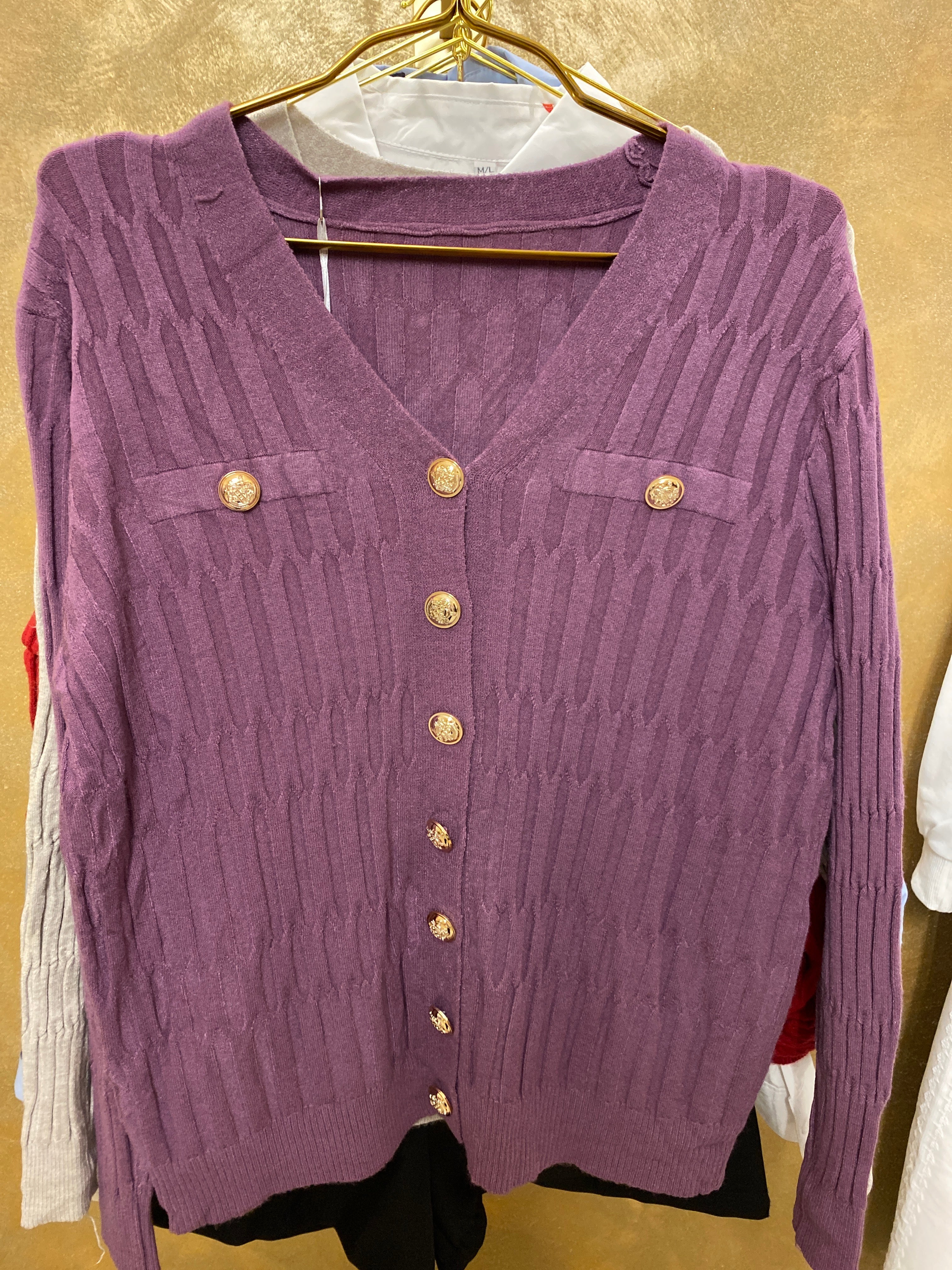 Cardigan basic bottoni oro