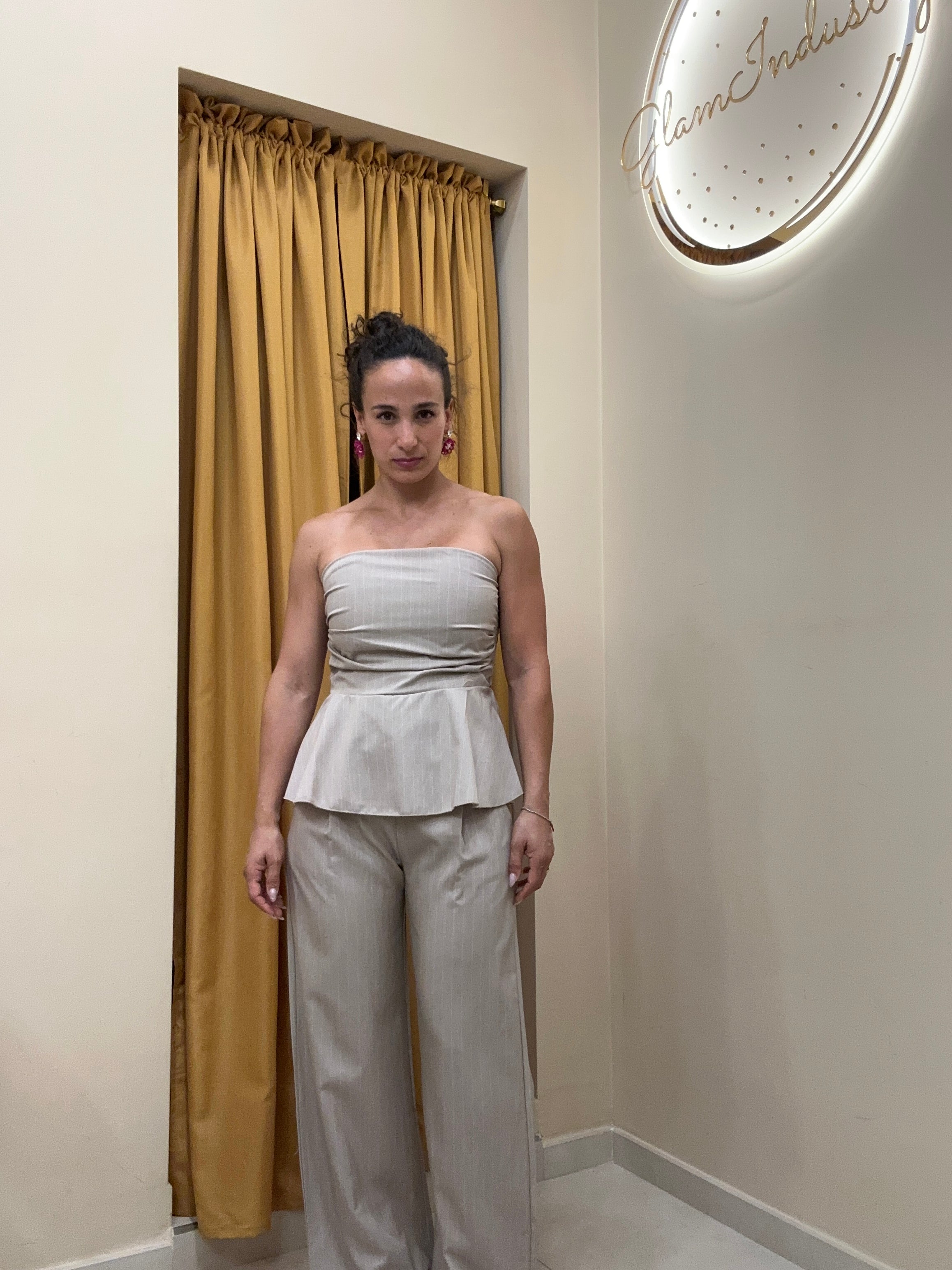 Coordinato gessato BEIGE