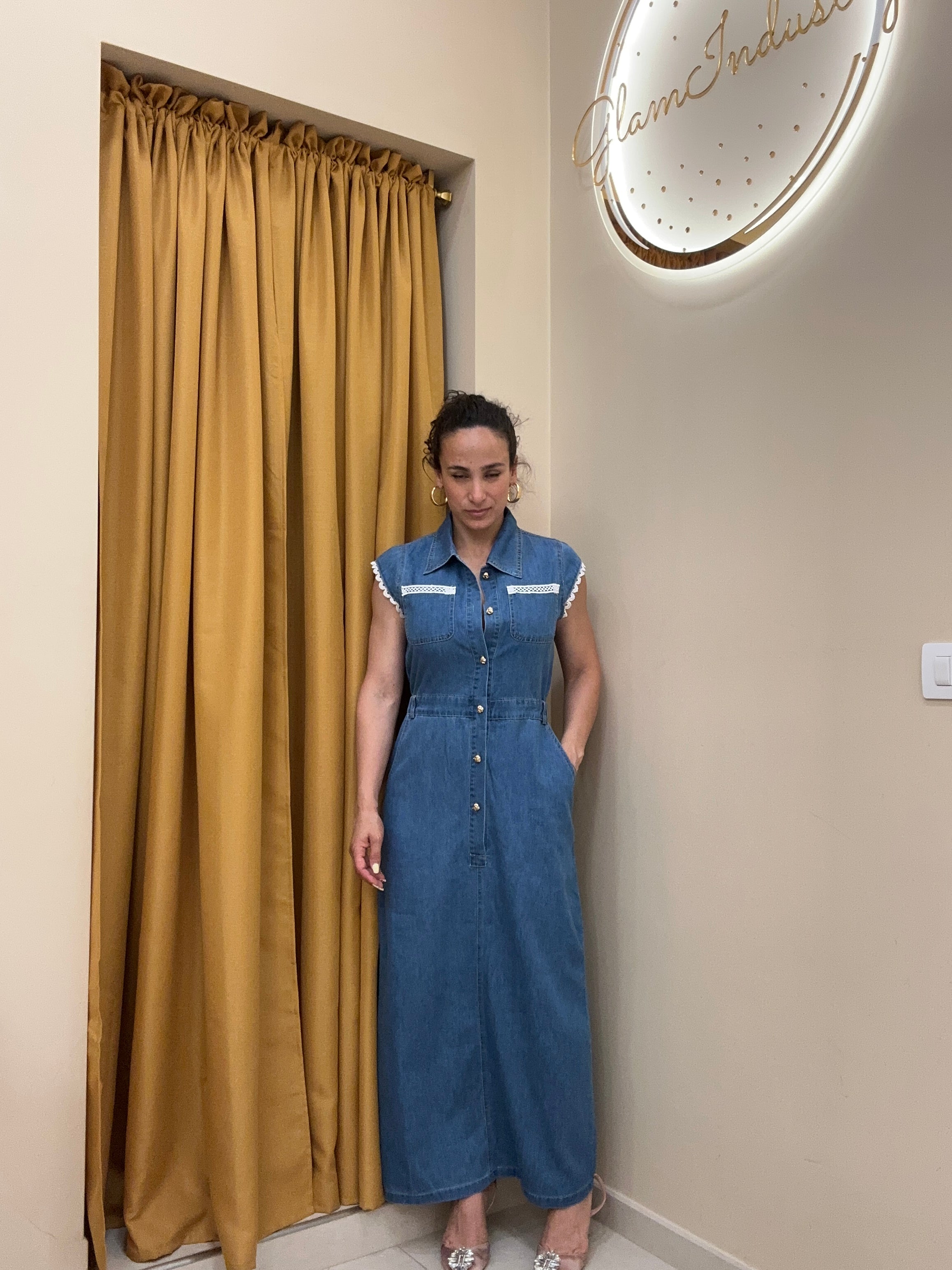 Vestito lungo jeans lavaggio scuro