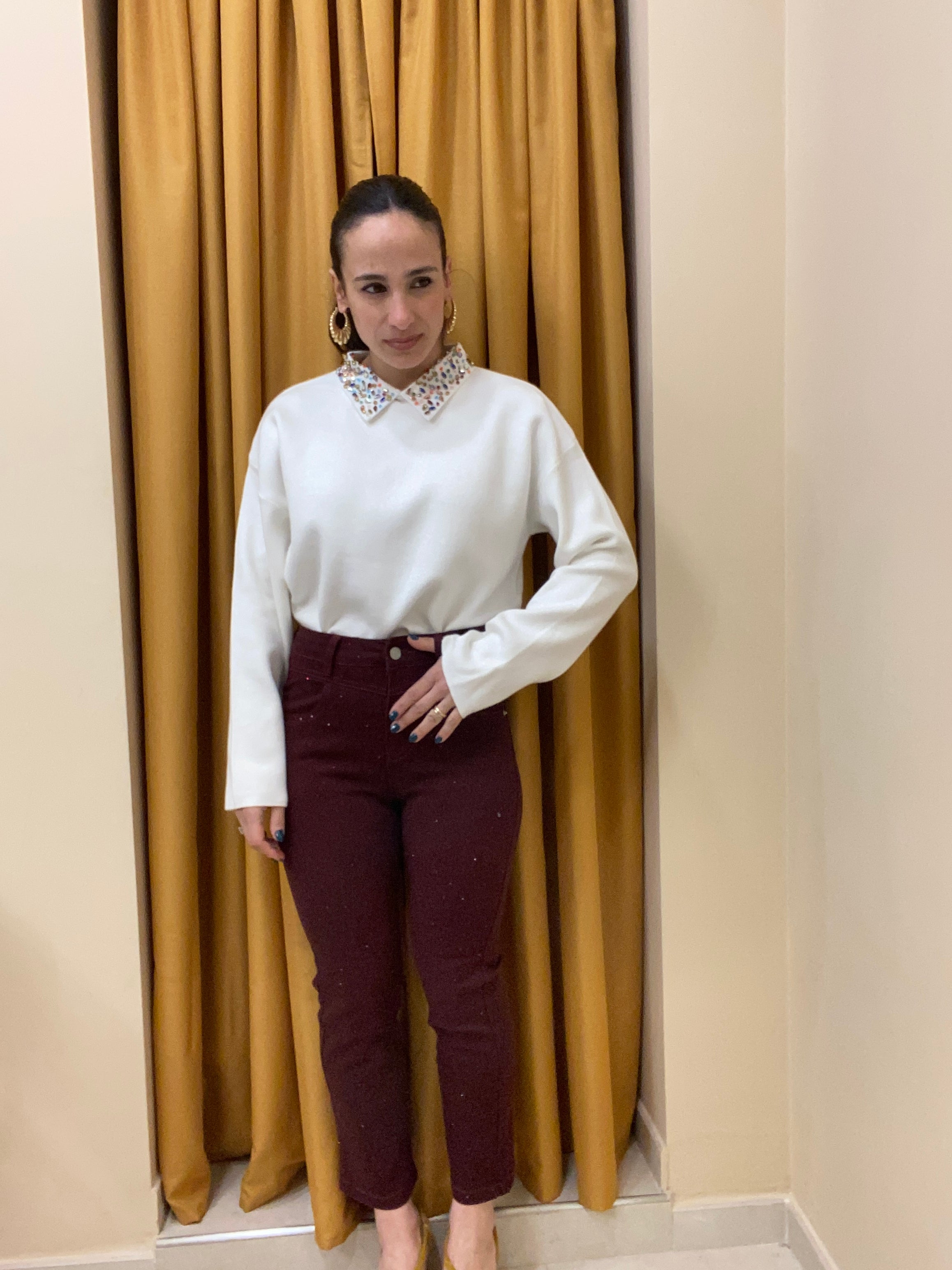 Denim bordeax brillantini