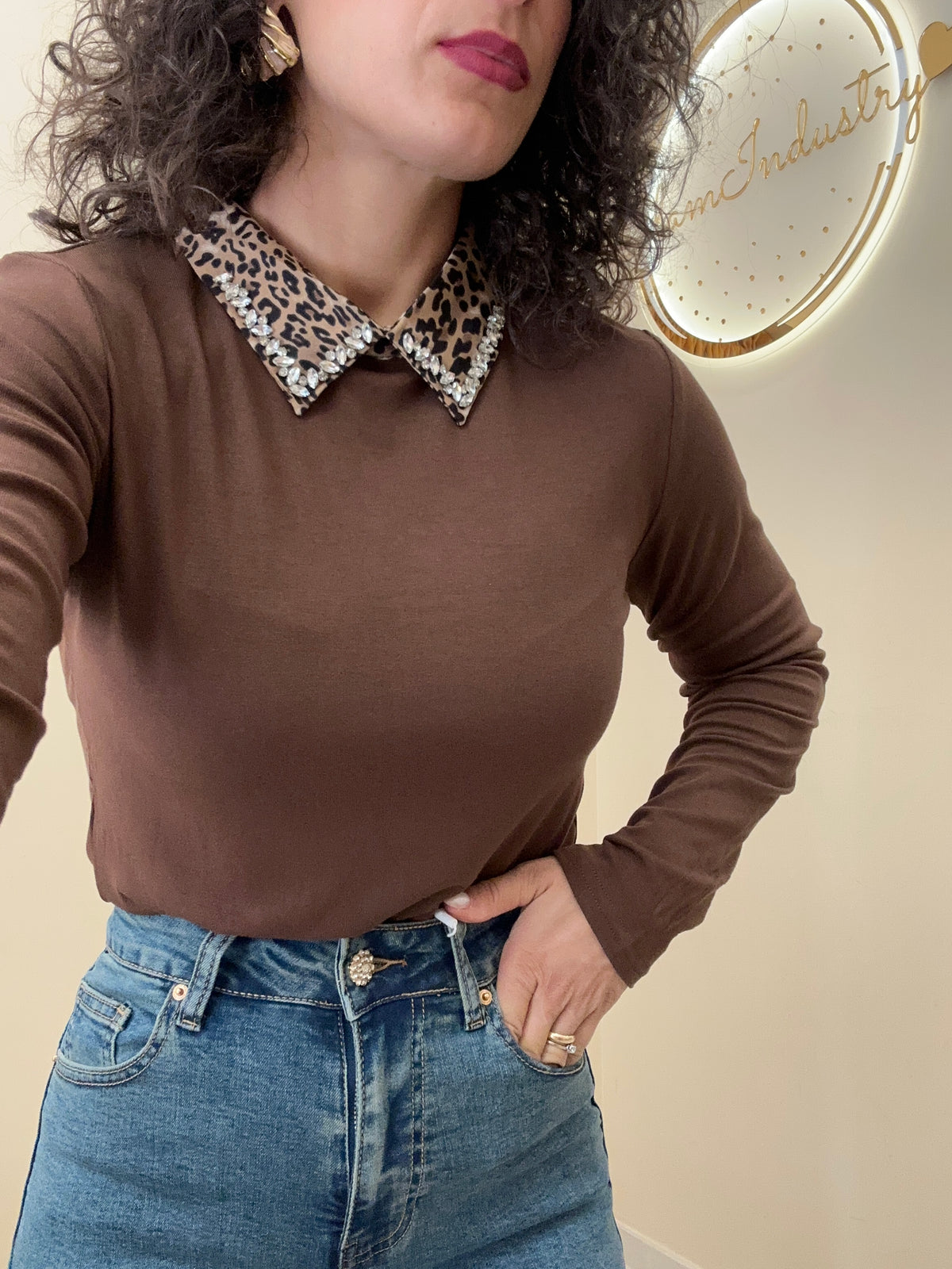 Maglia colletto animalier