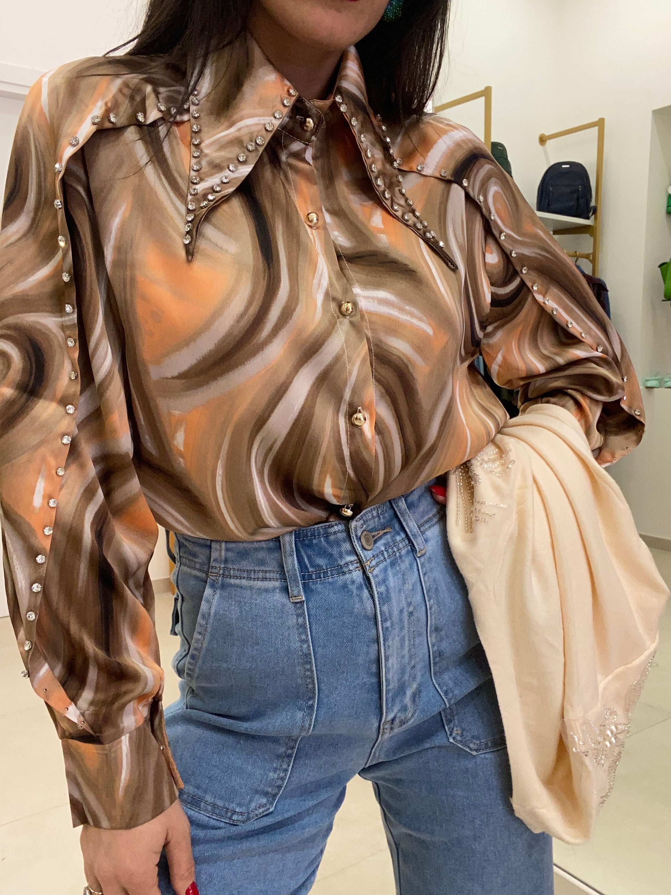 Camicia sfumata marrone