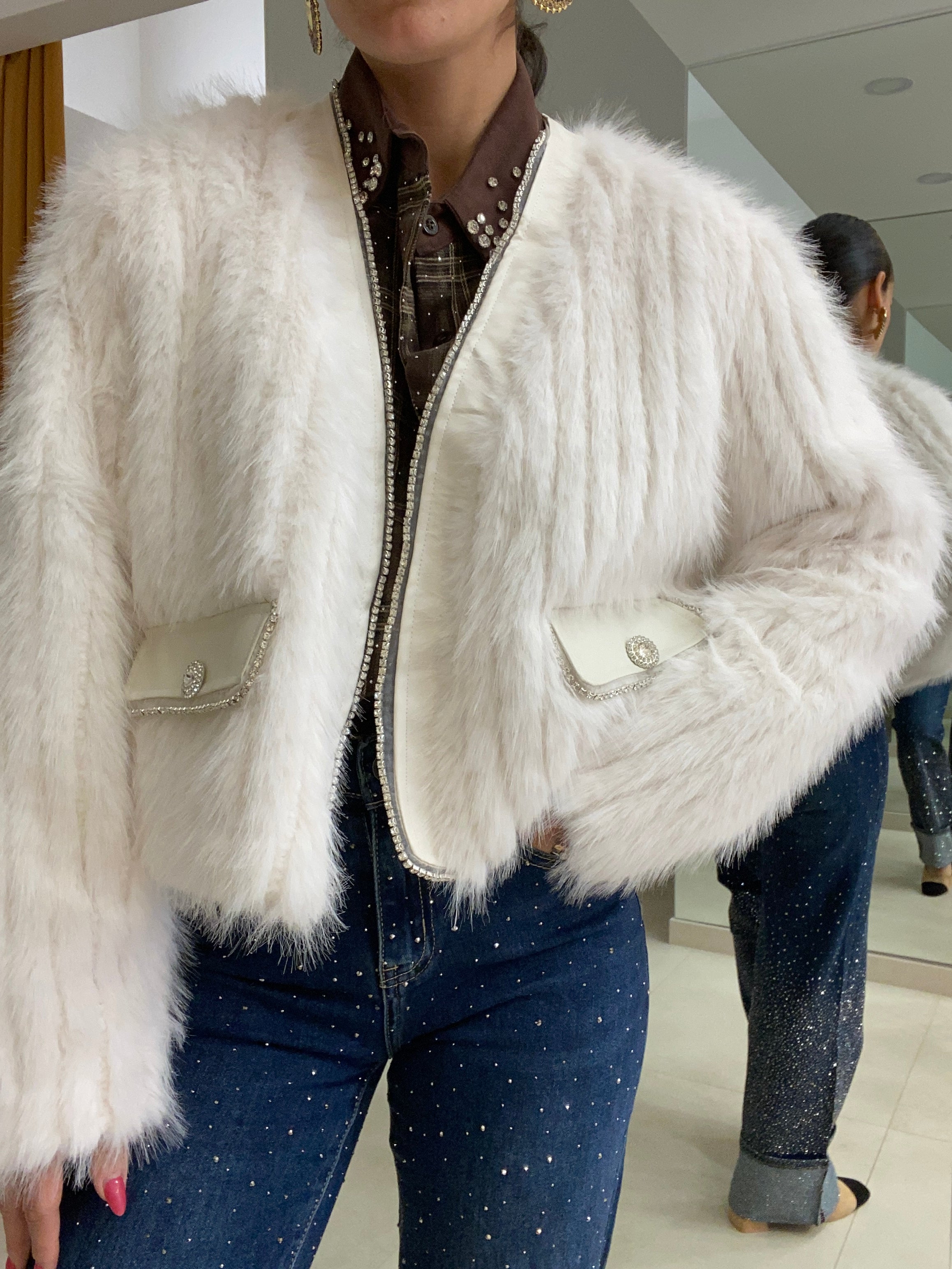 Eco pelliccia bianca gioiello