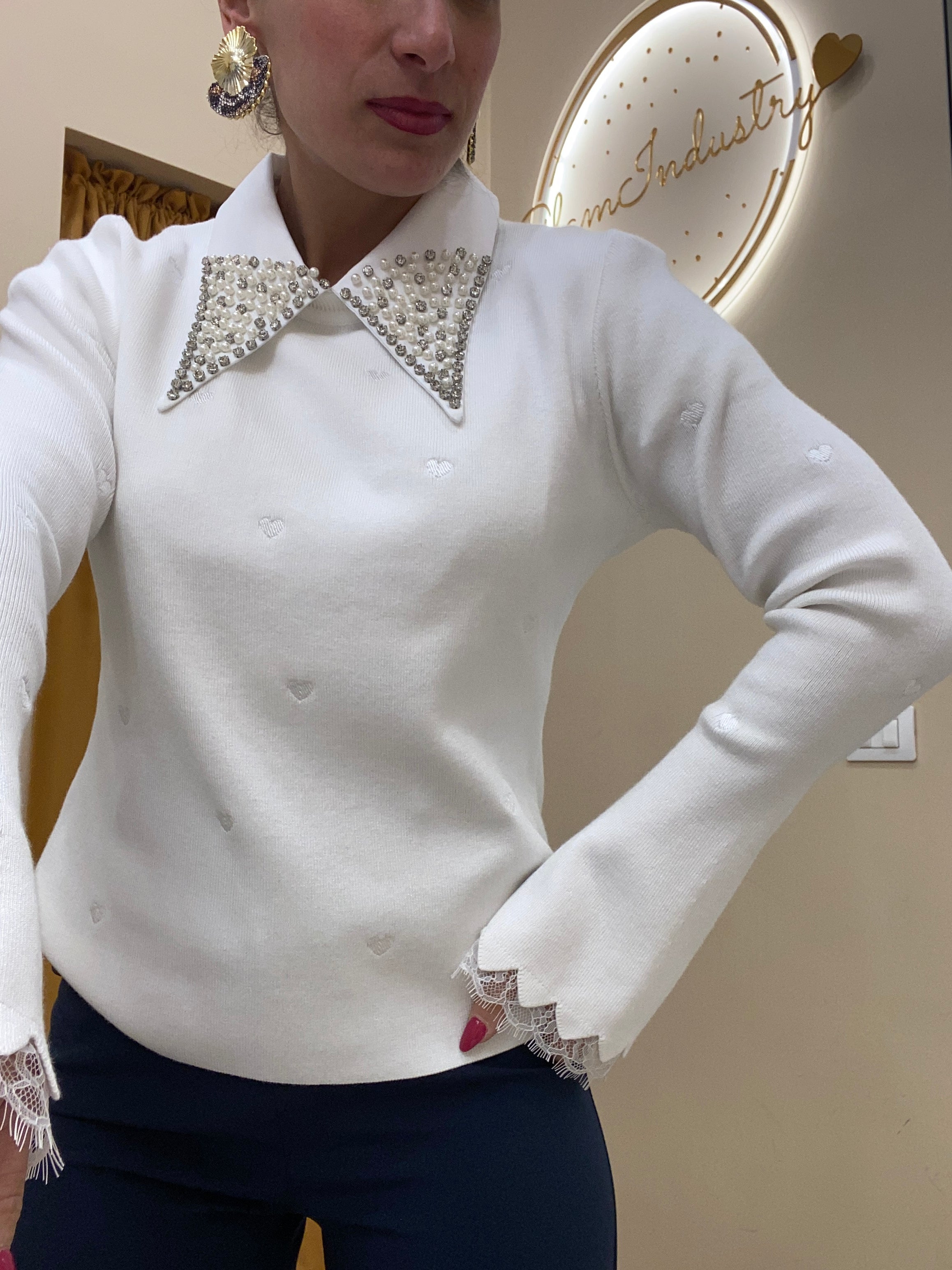 Maglia filo cuore BIANCO