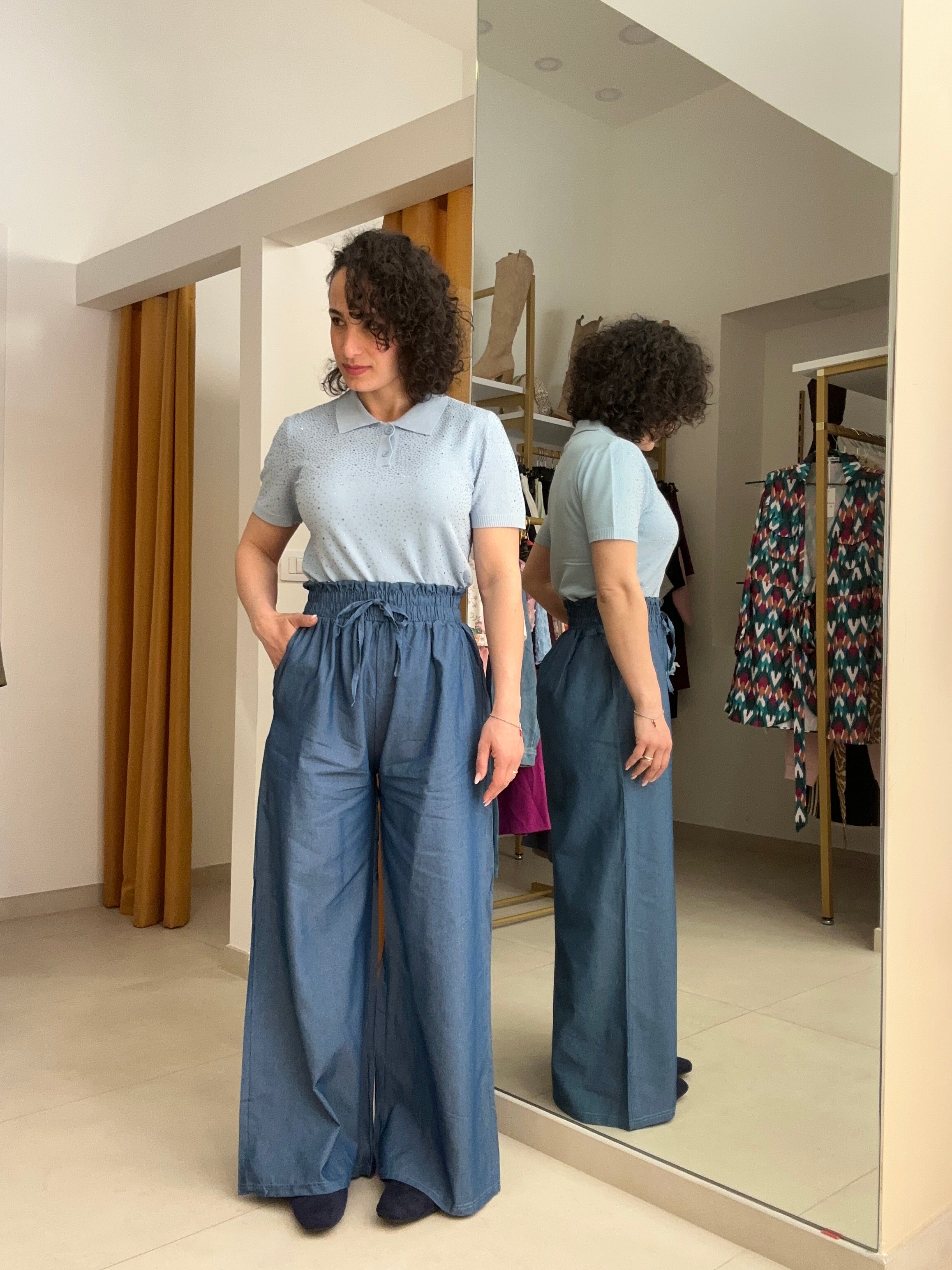 Pantalone effetto jeans scuro
