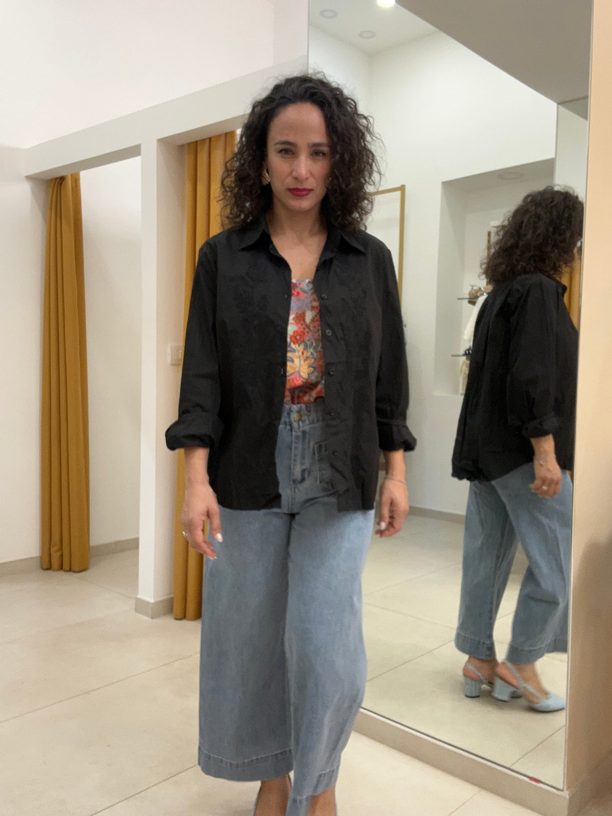 Maxi camicia con fiori ricamati