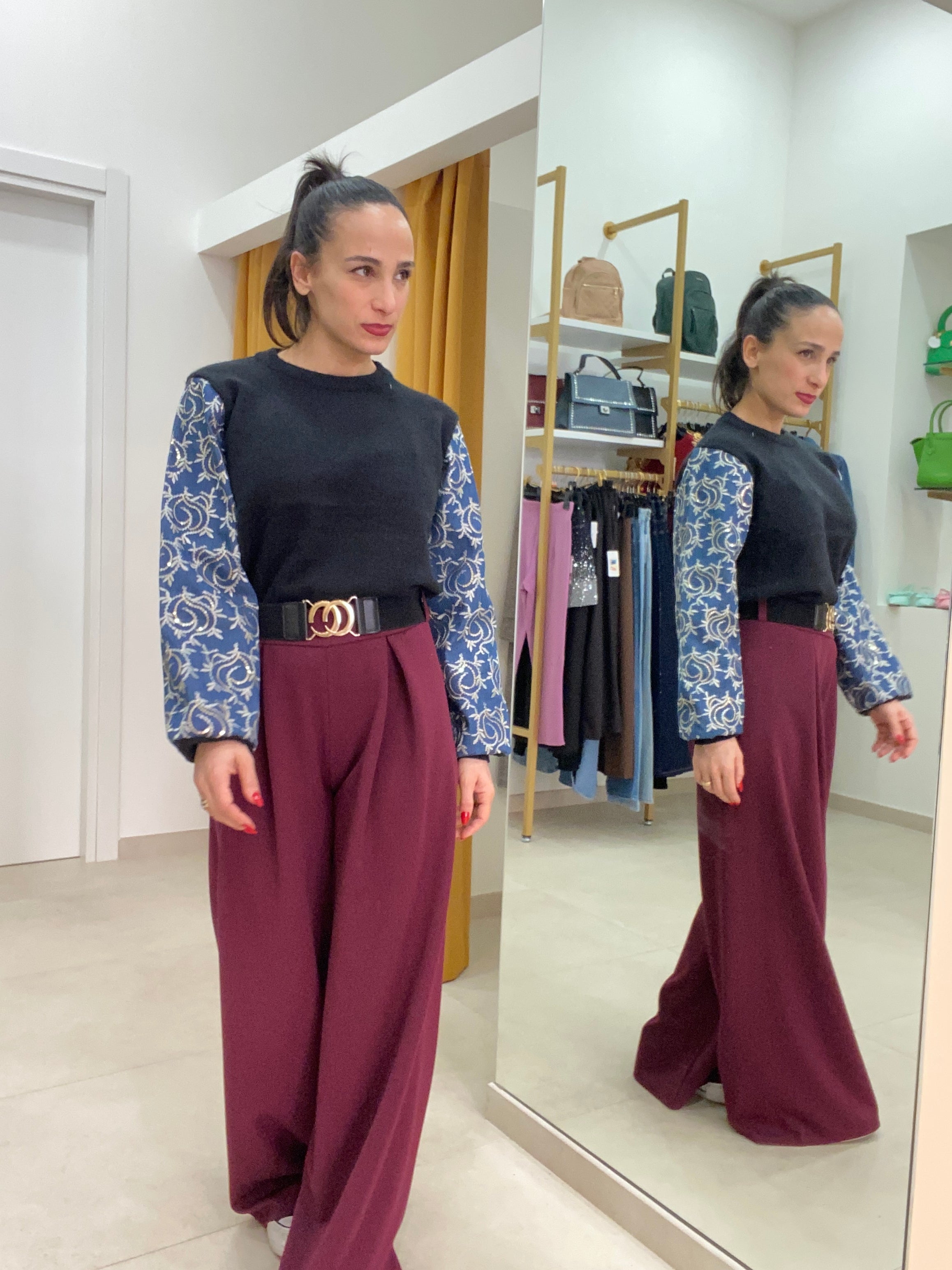 Pull manica in denim