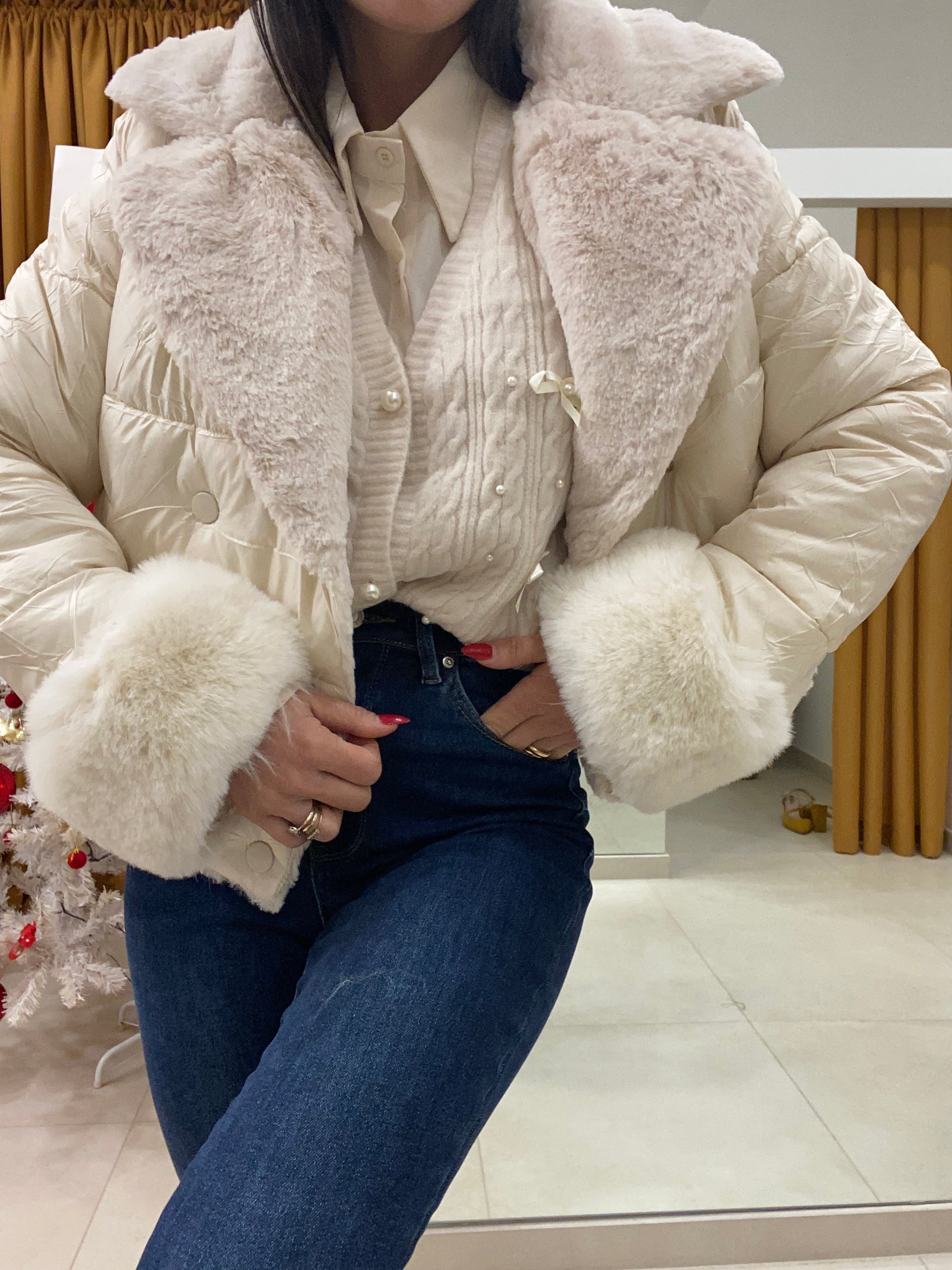 Piumino BIANCO con interno in eco pelliccia