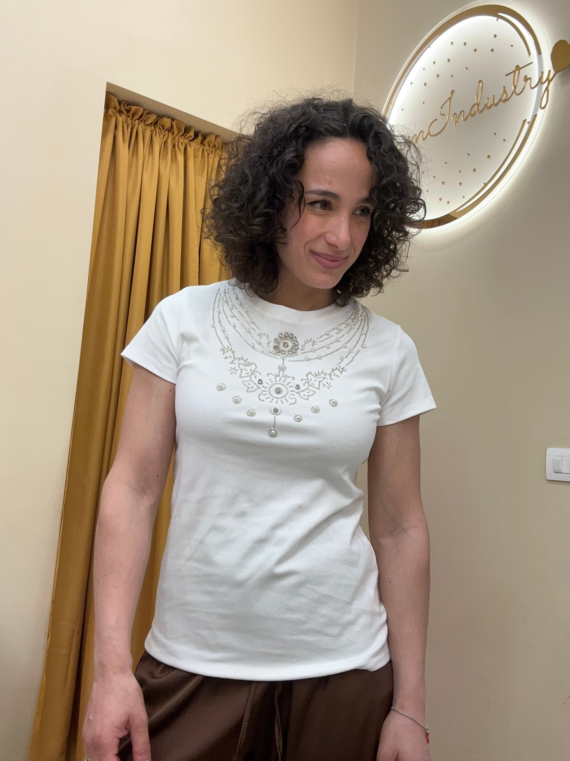 T-Shirt Cleopatra bianca Argento