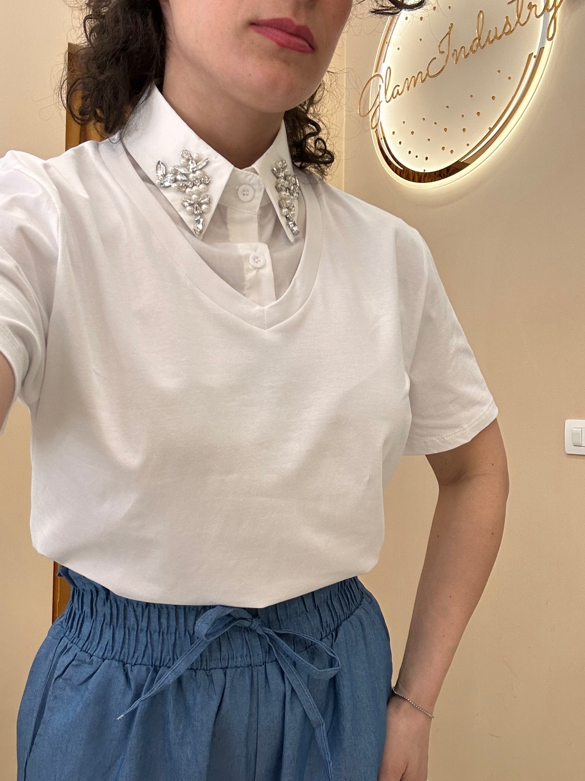 T-shirt collo camicia