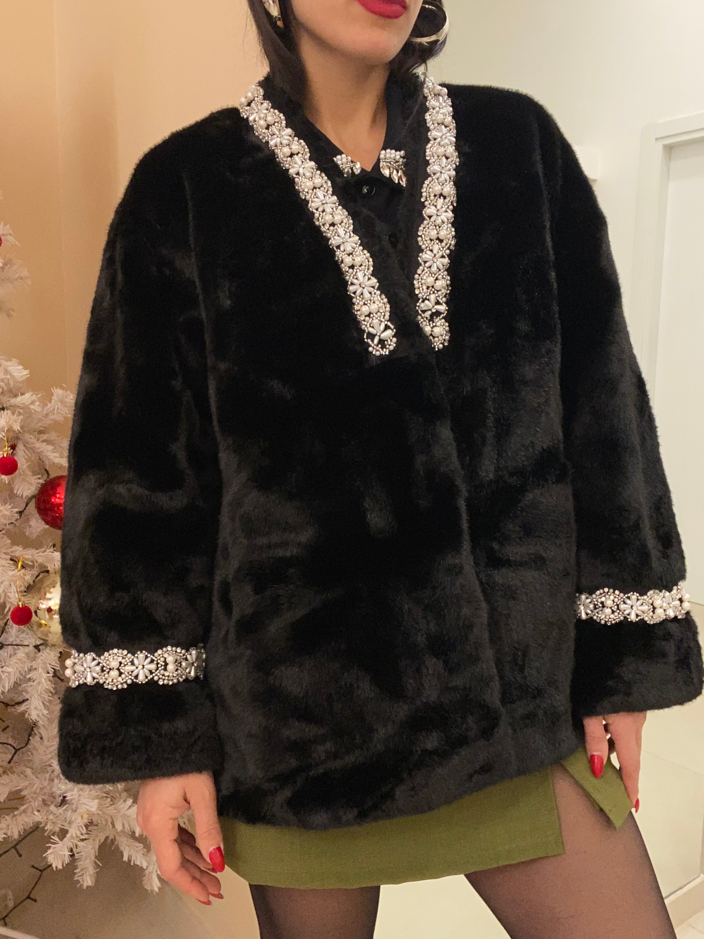 EcoPelliccia kimono nera