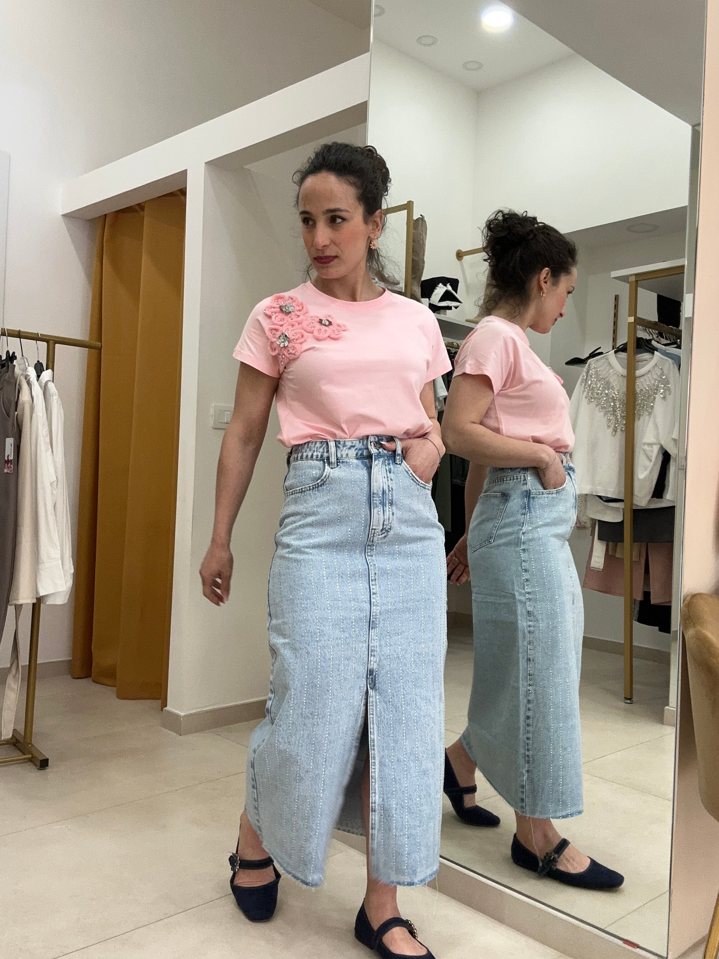 Longuette in DENIM glitter