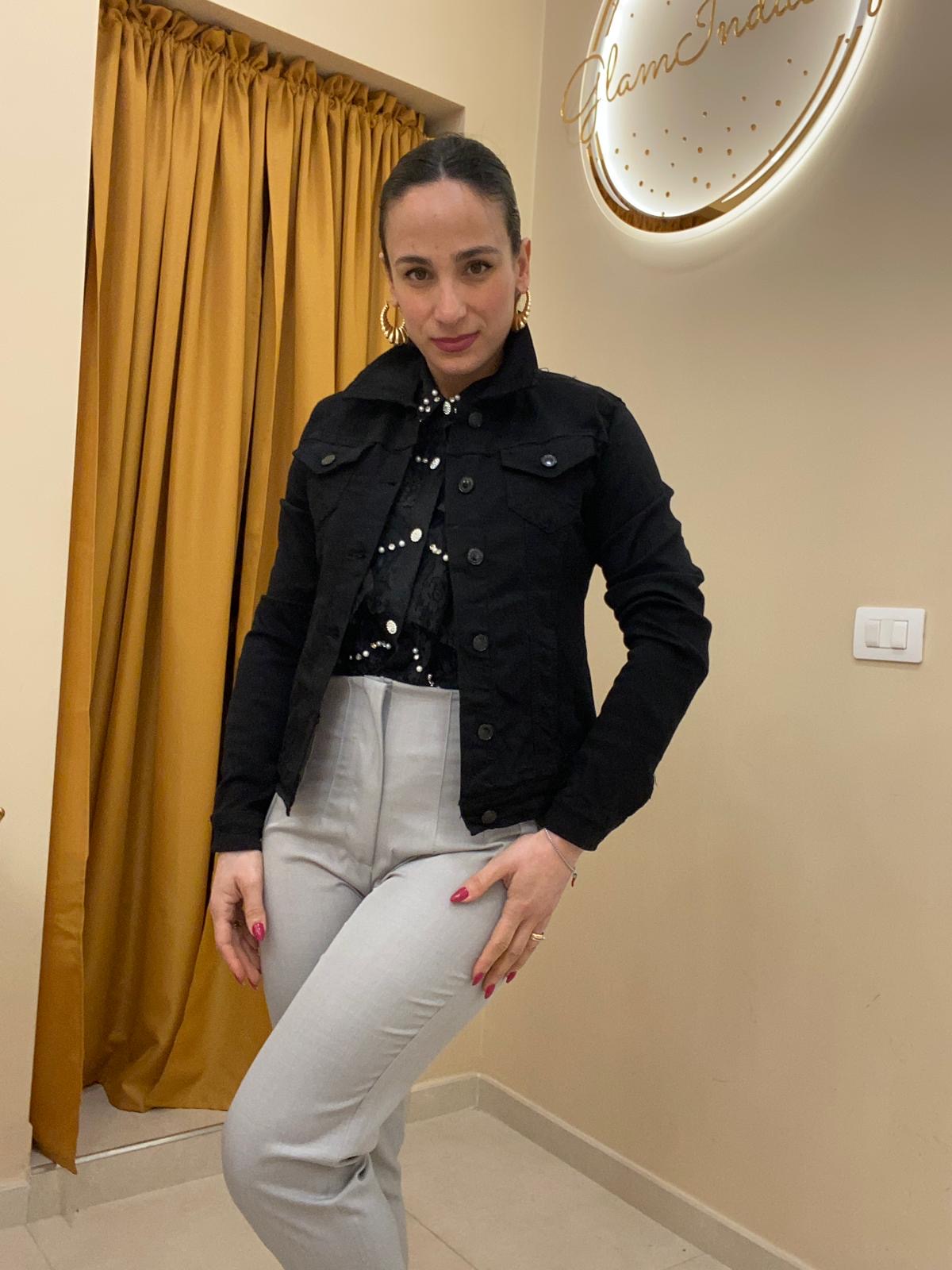 Giacca jeans nera