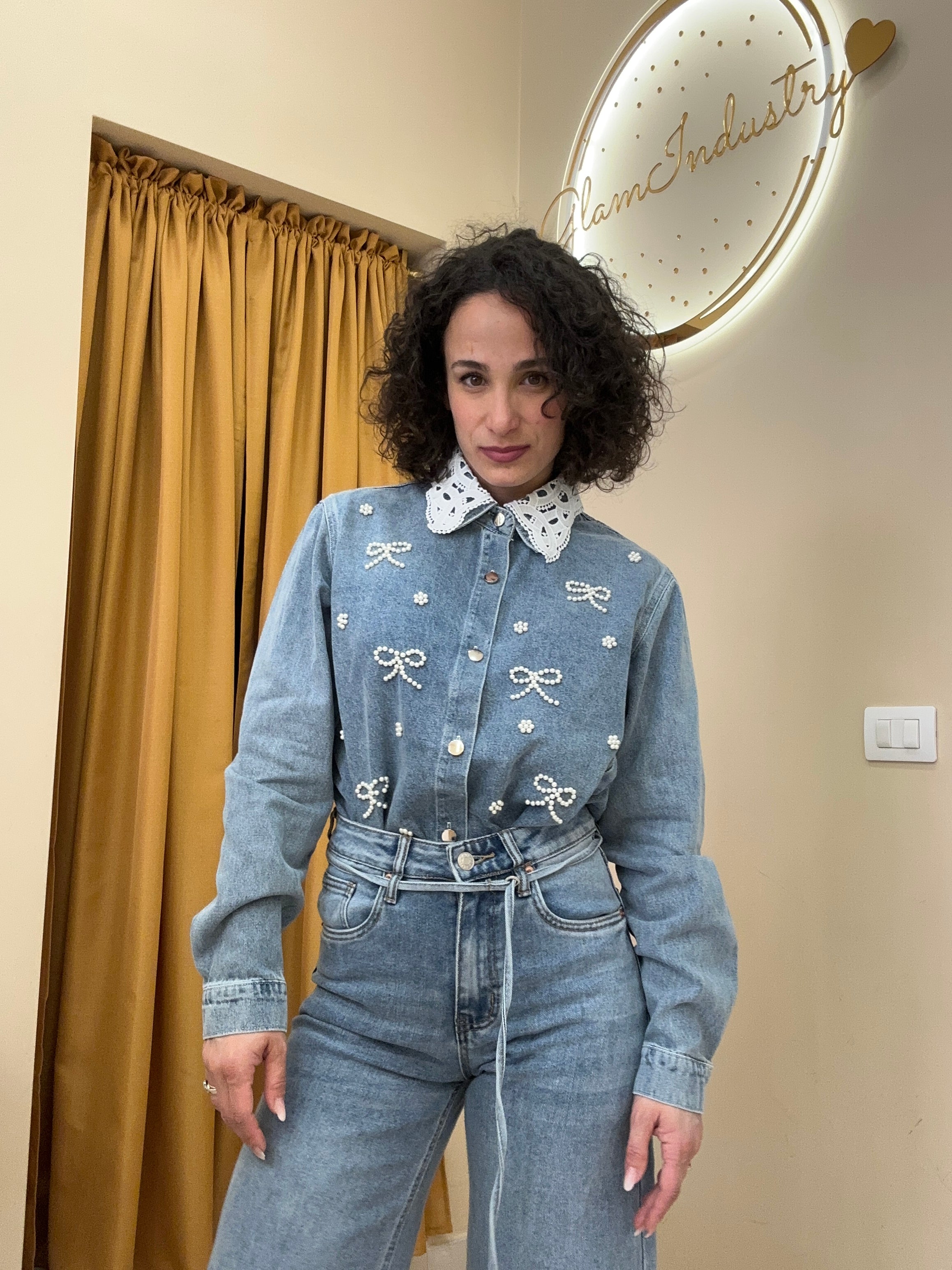 Camicia in denim fiocchi