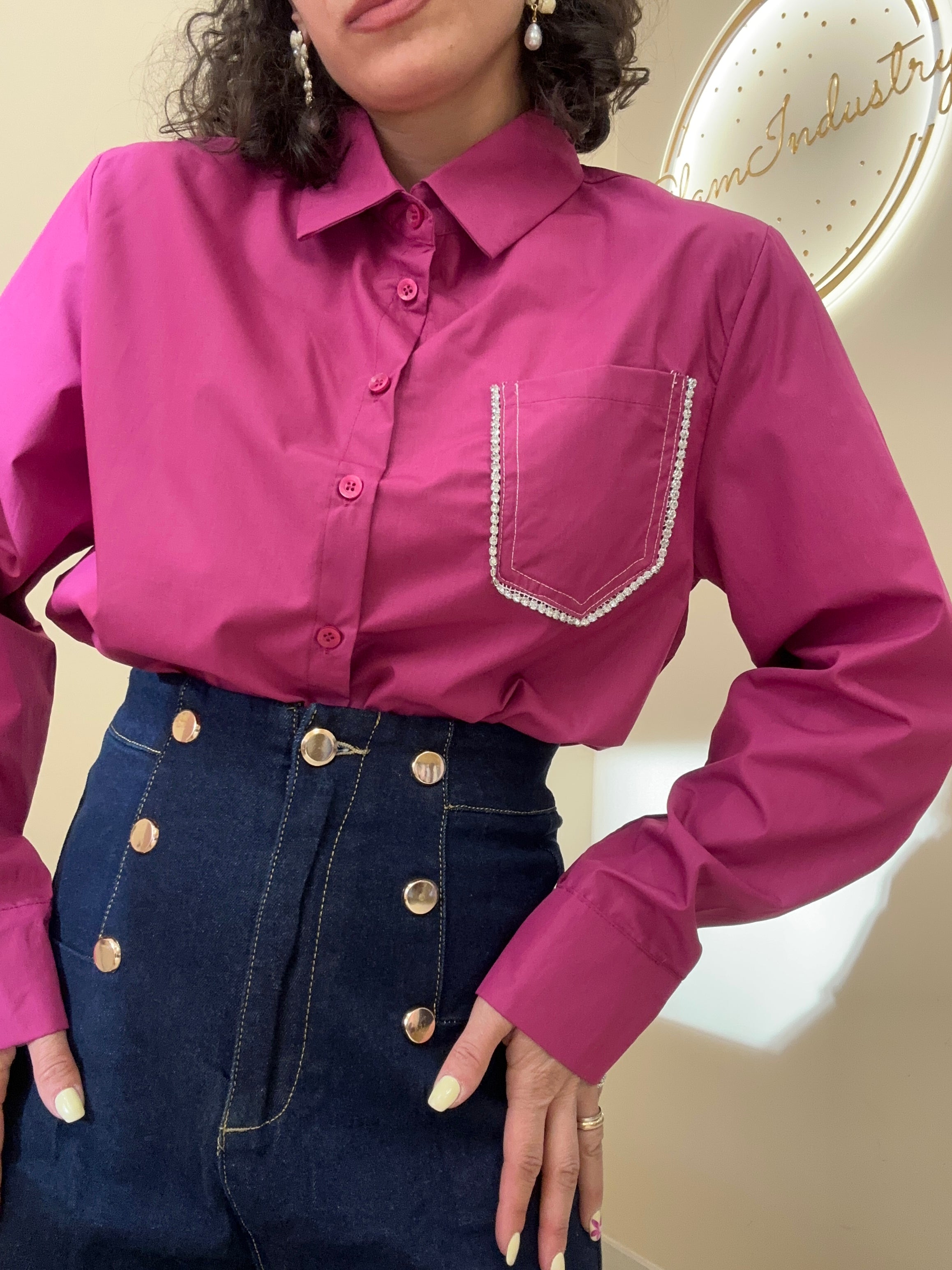 Camicia tasca brillantini
