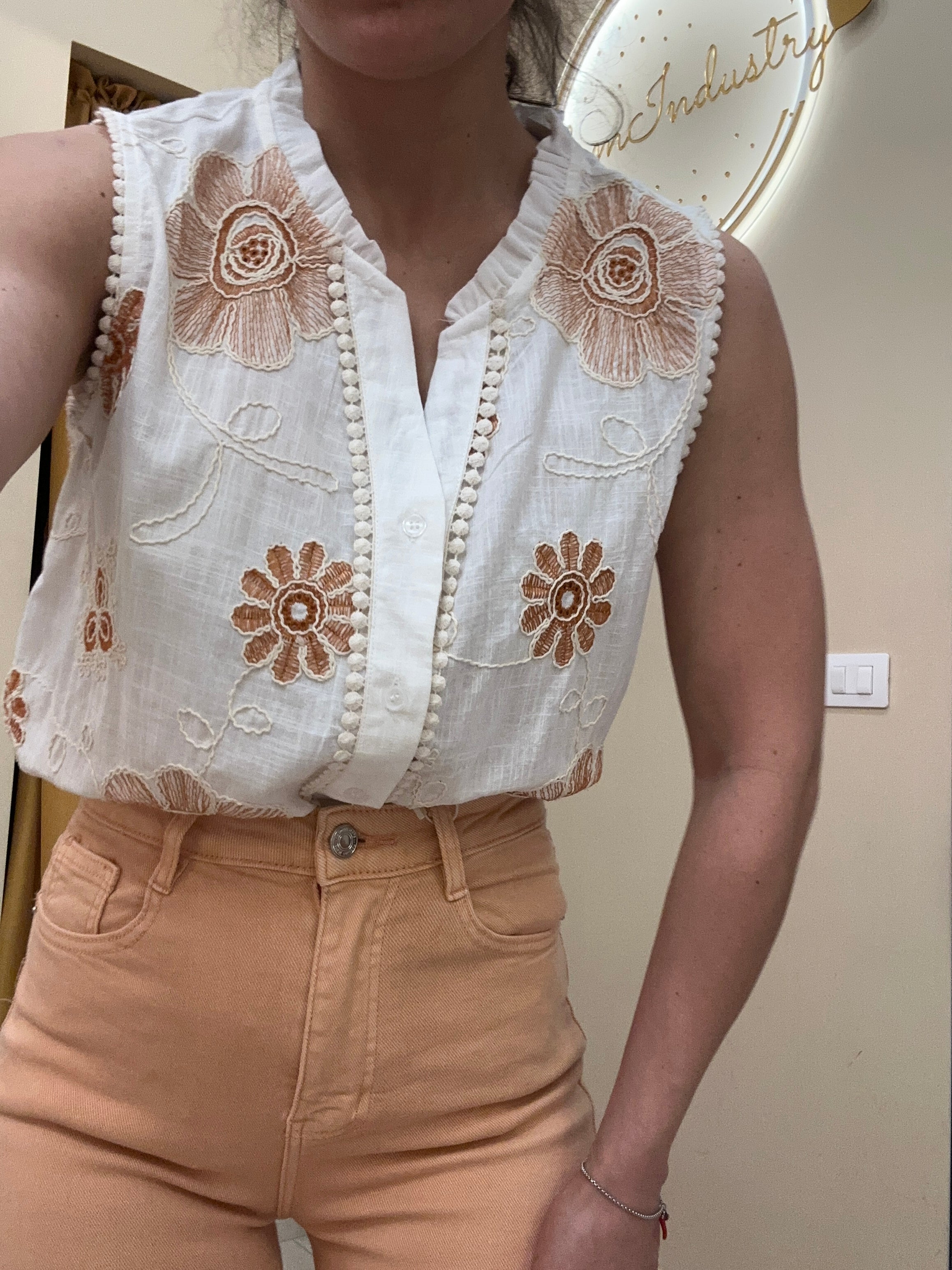 Camicia fiori ricamati