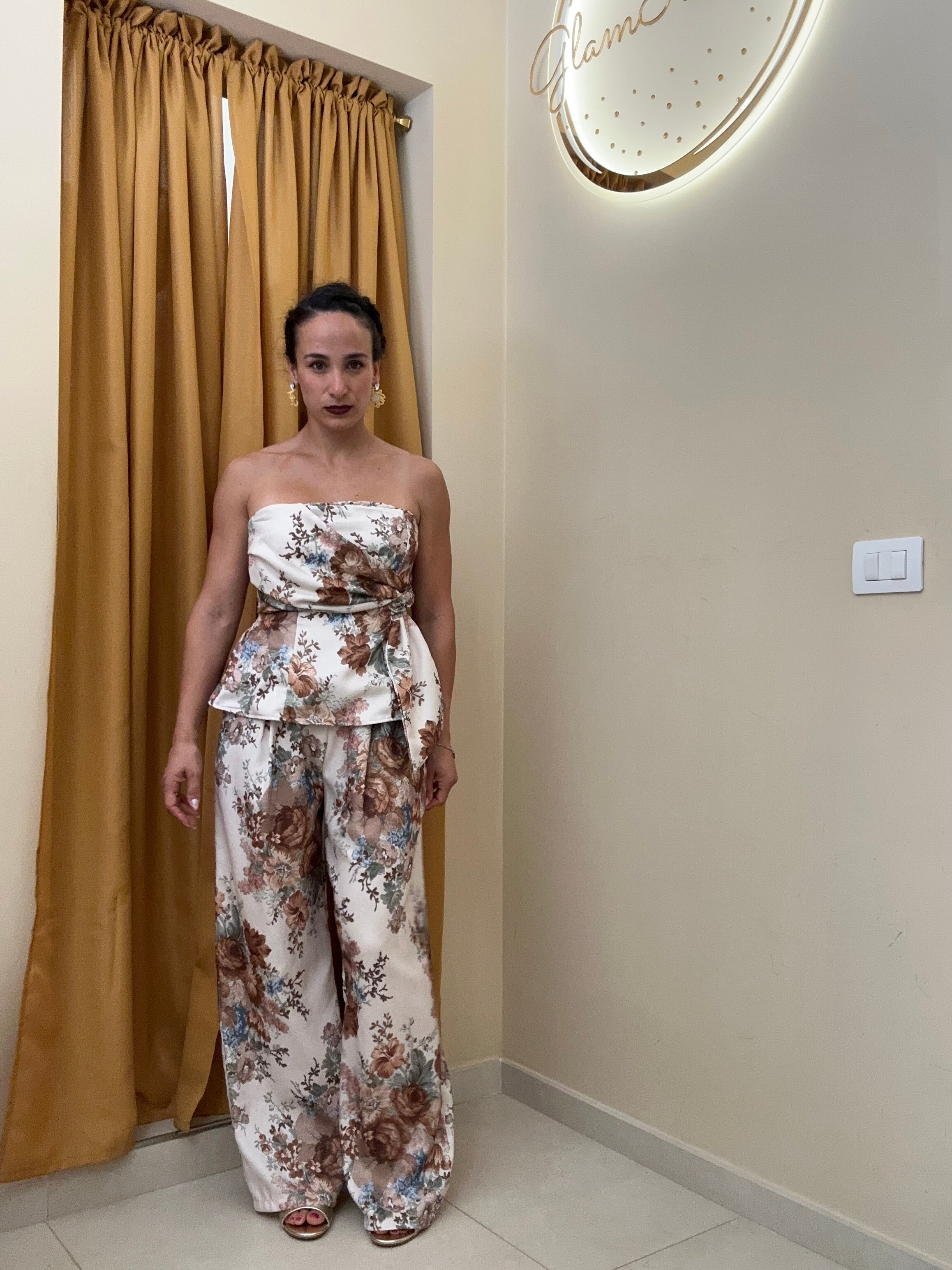 Coordinato fiori stampato