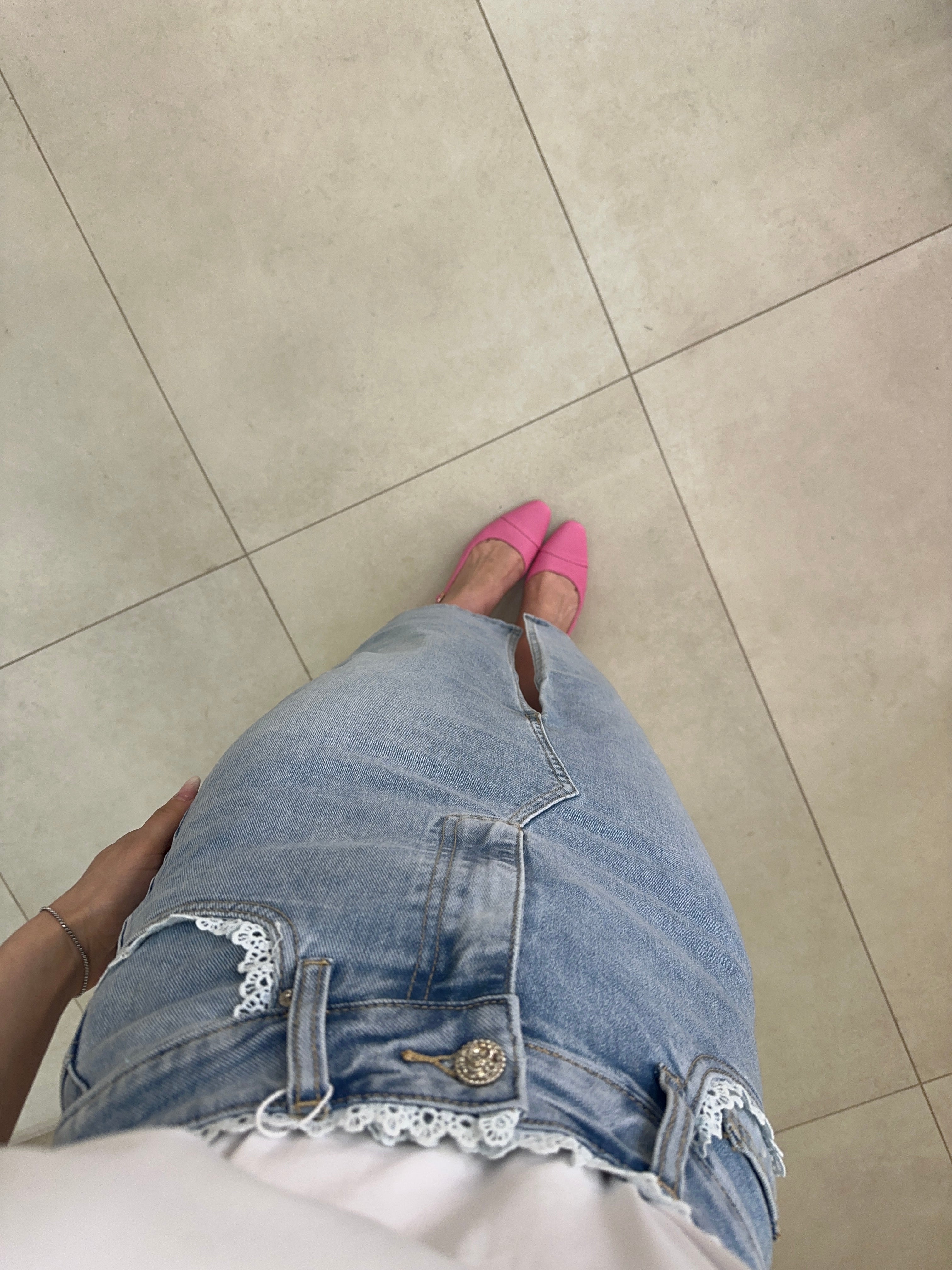 Longuette in DENIM con merletto