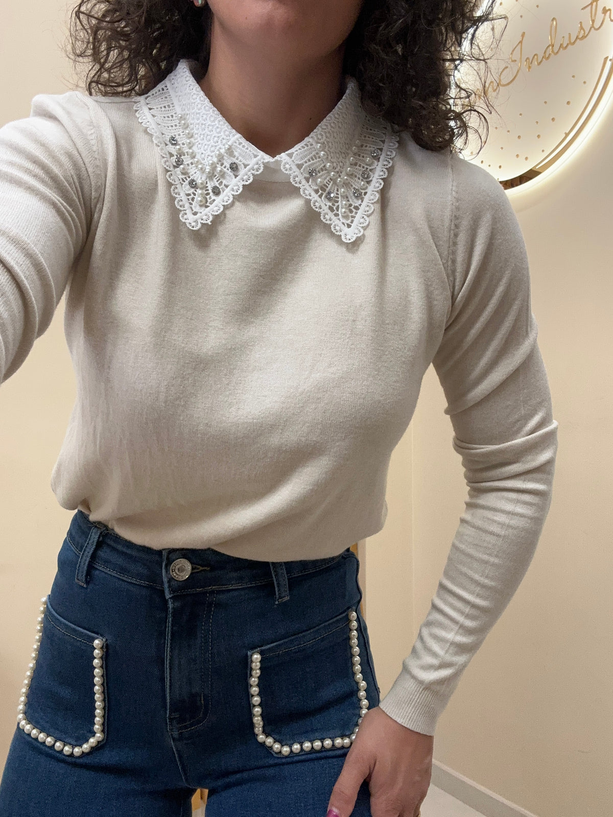 Pull 7237 colletto merletto