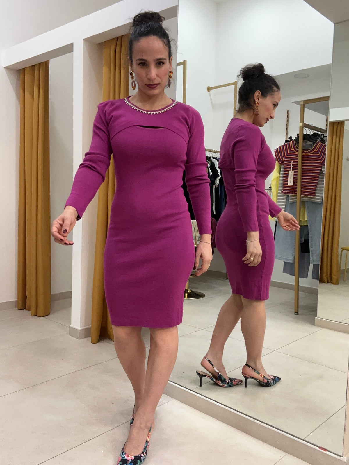 Abito in maglia collo brillanti