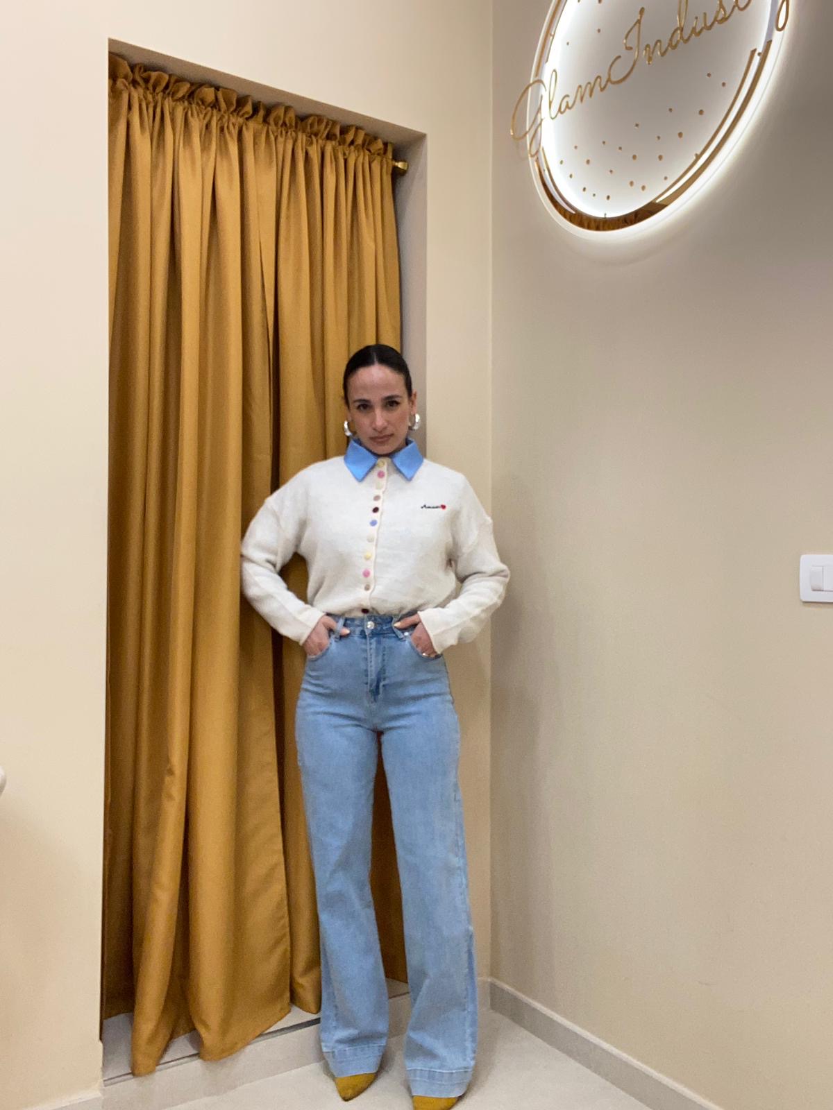 Jeans bottone gioiello