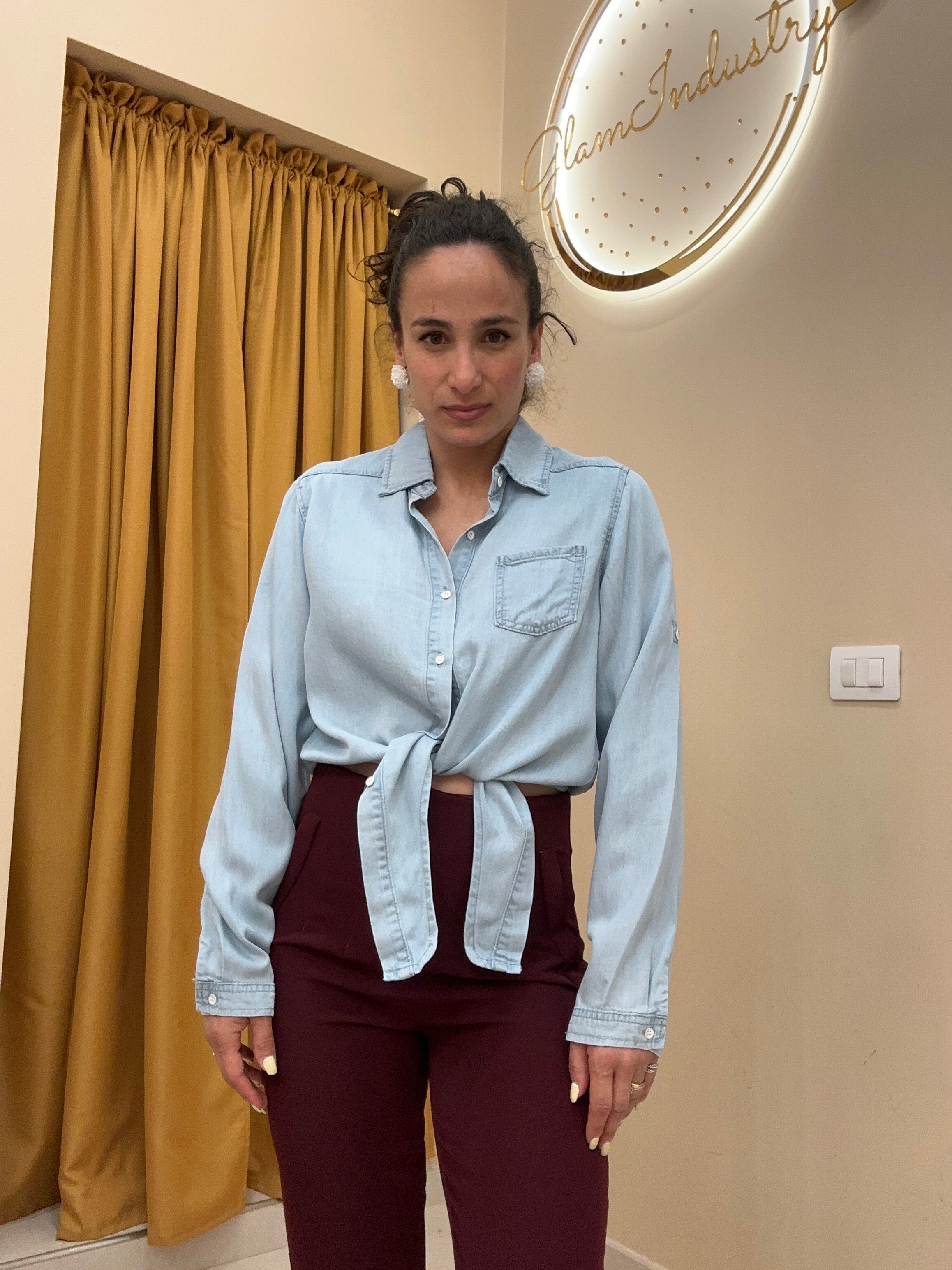 Camicia denim fiocco