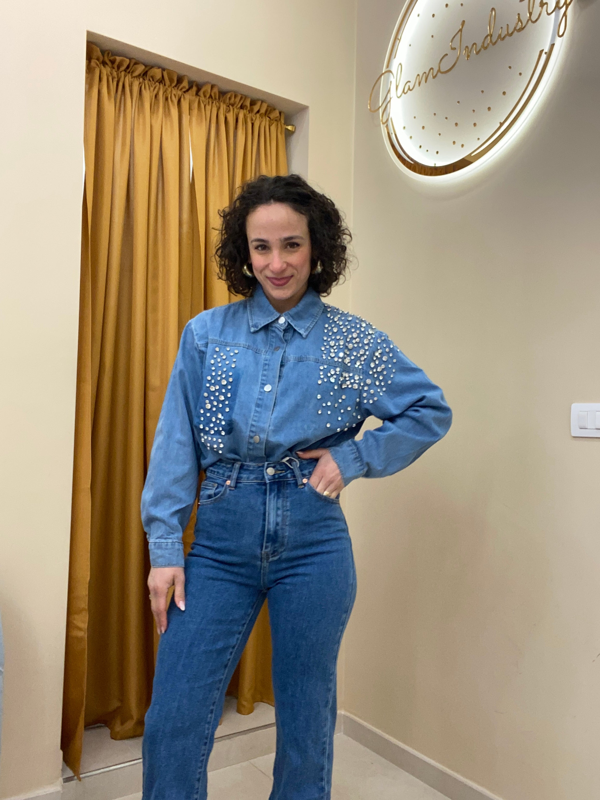 Camicia denim pietre