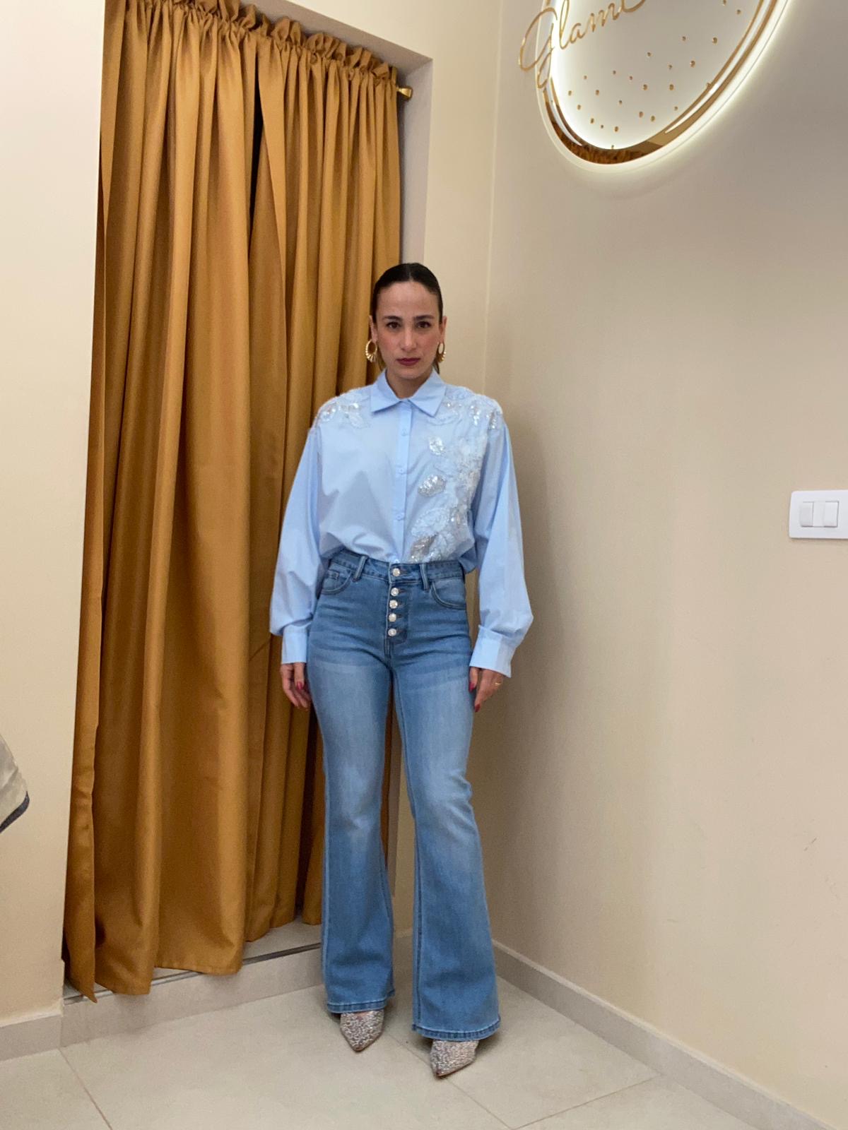 Jeans bottoni gioiello