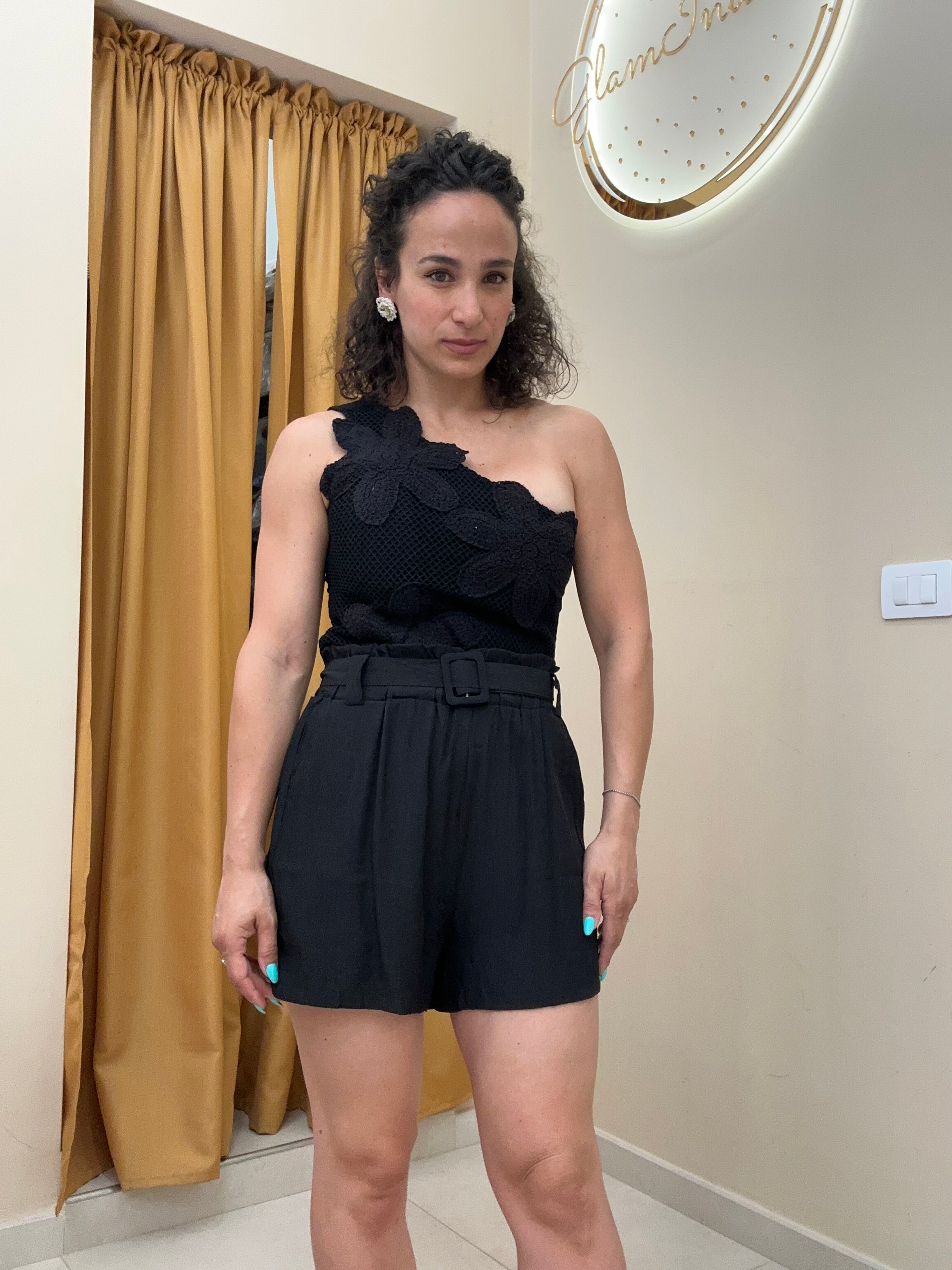 Body mono spalla ricamato