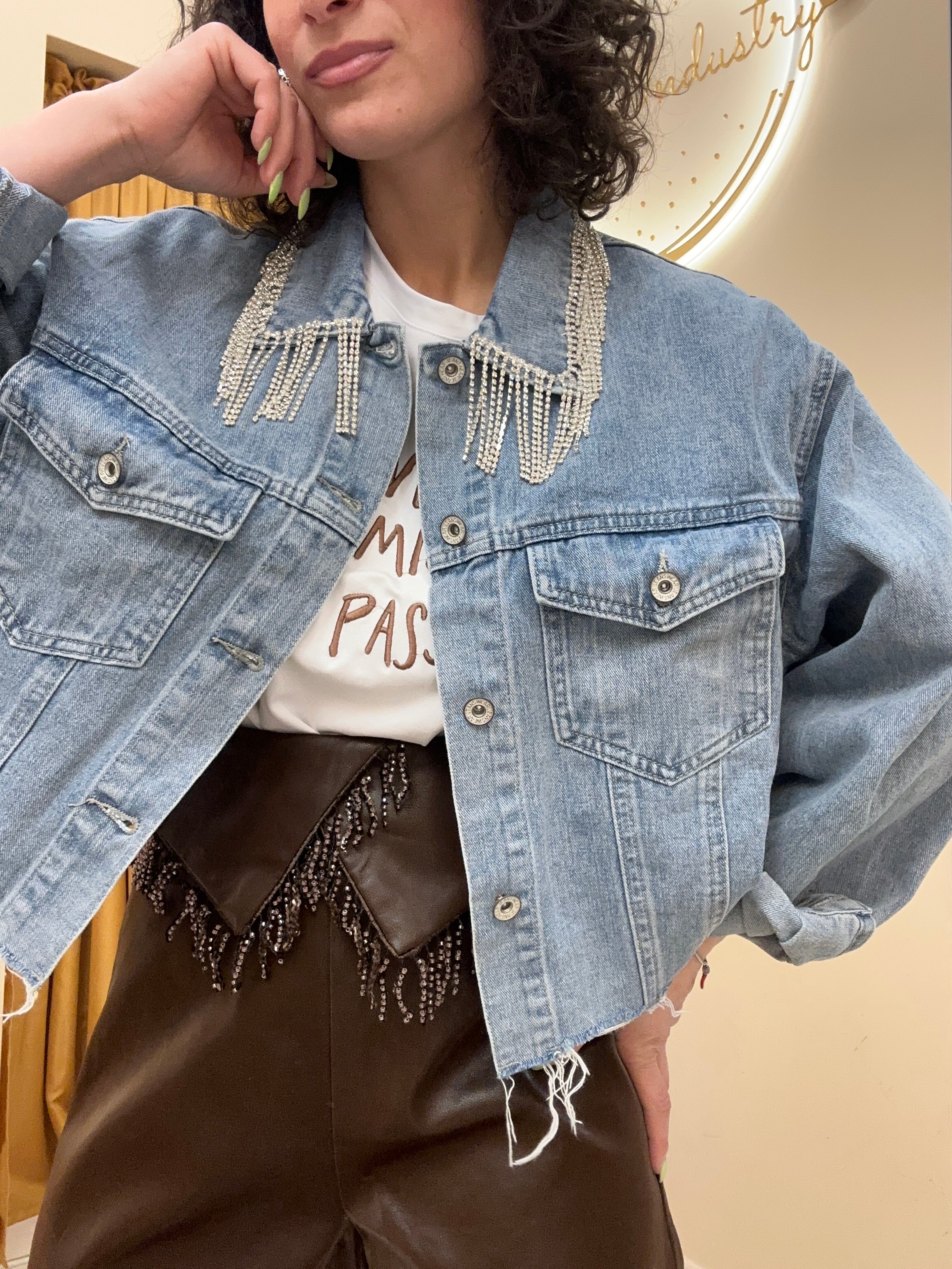 Giacca in jeans cascata