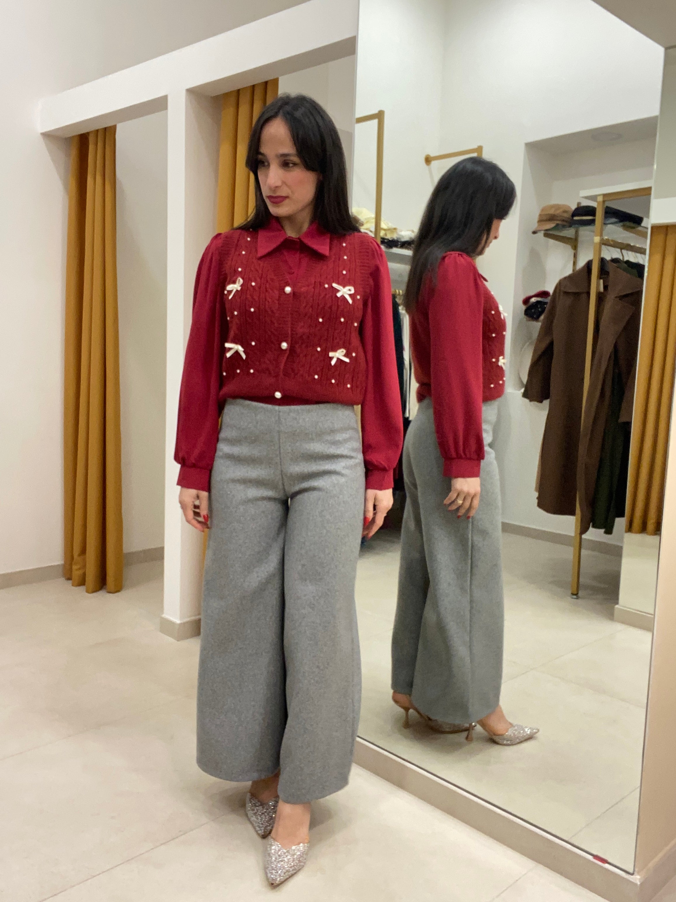 Pantalone in lana a campana