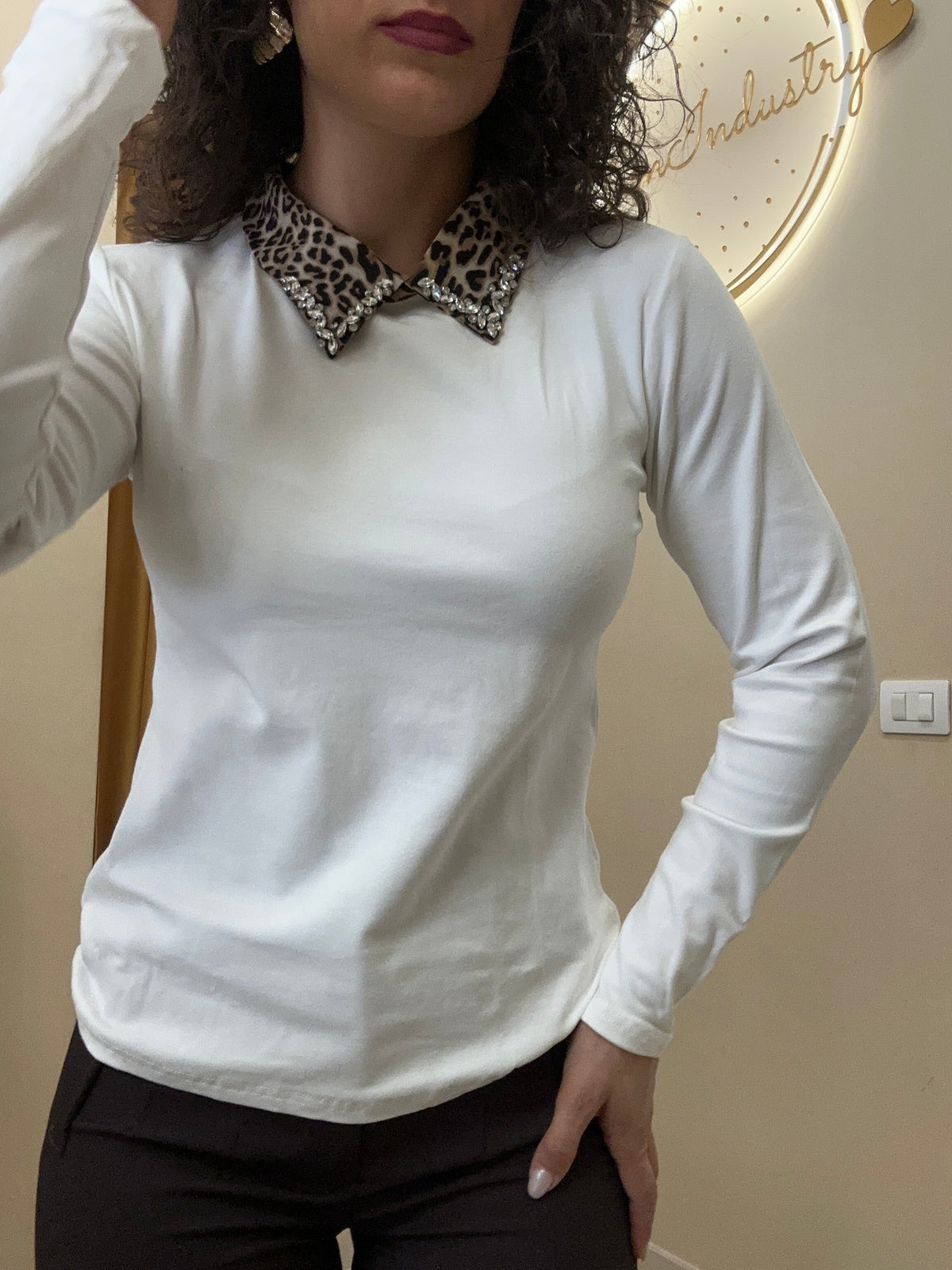 Maglia colletto animalier