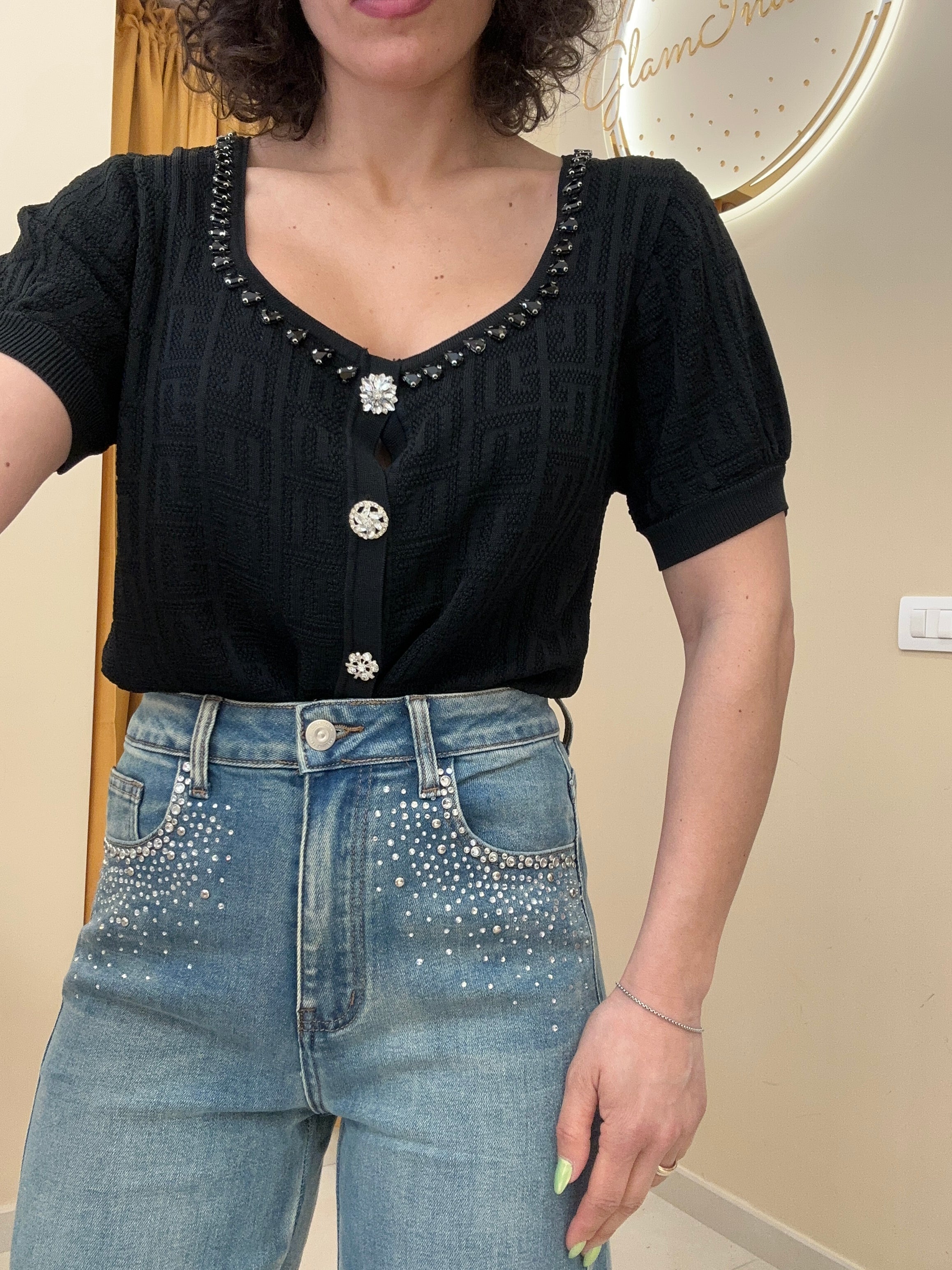 Cardigan/Maglia bottoni gioiello