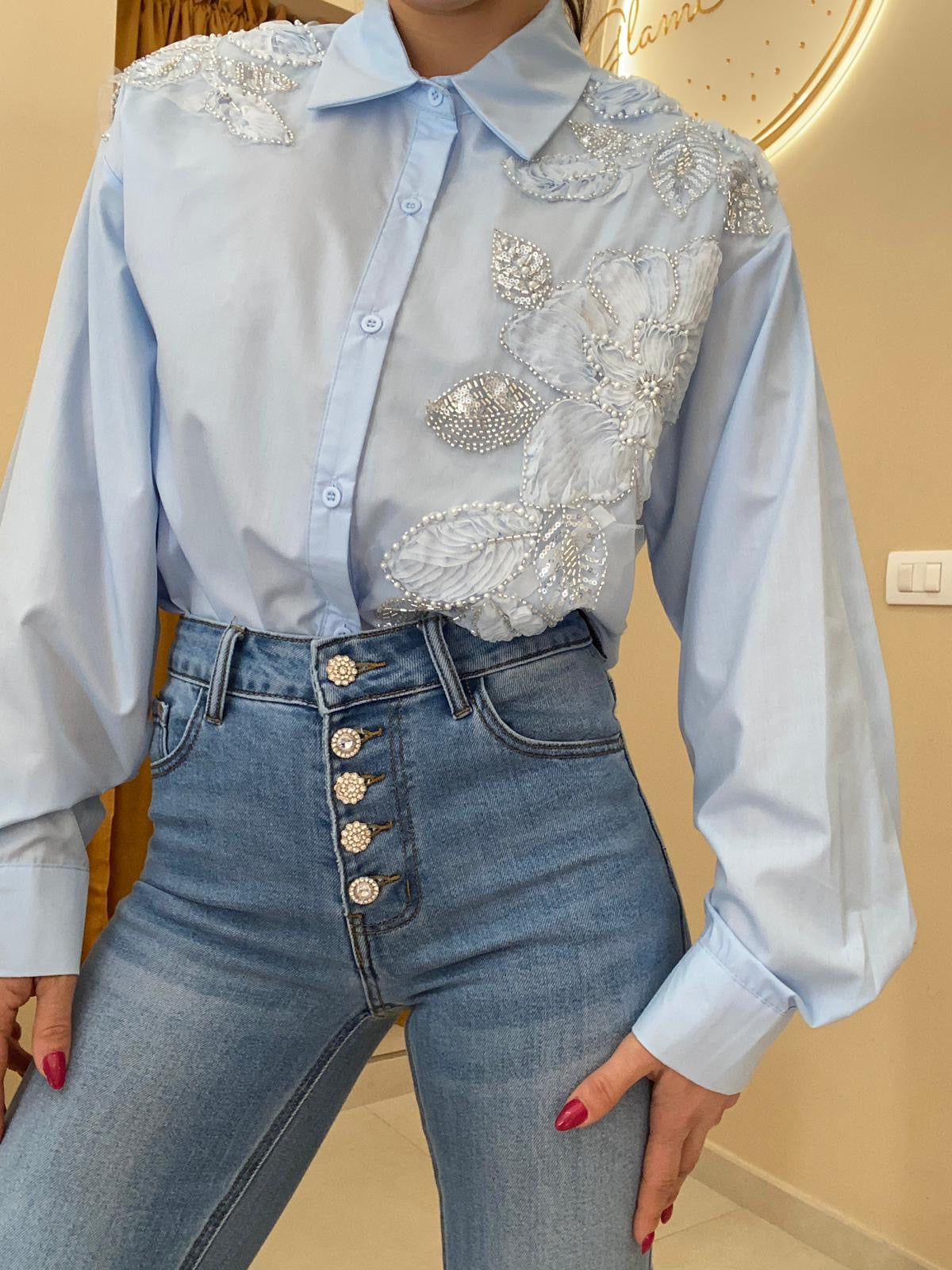Camicia gardenia azzurro