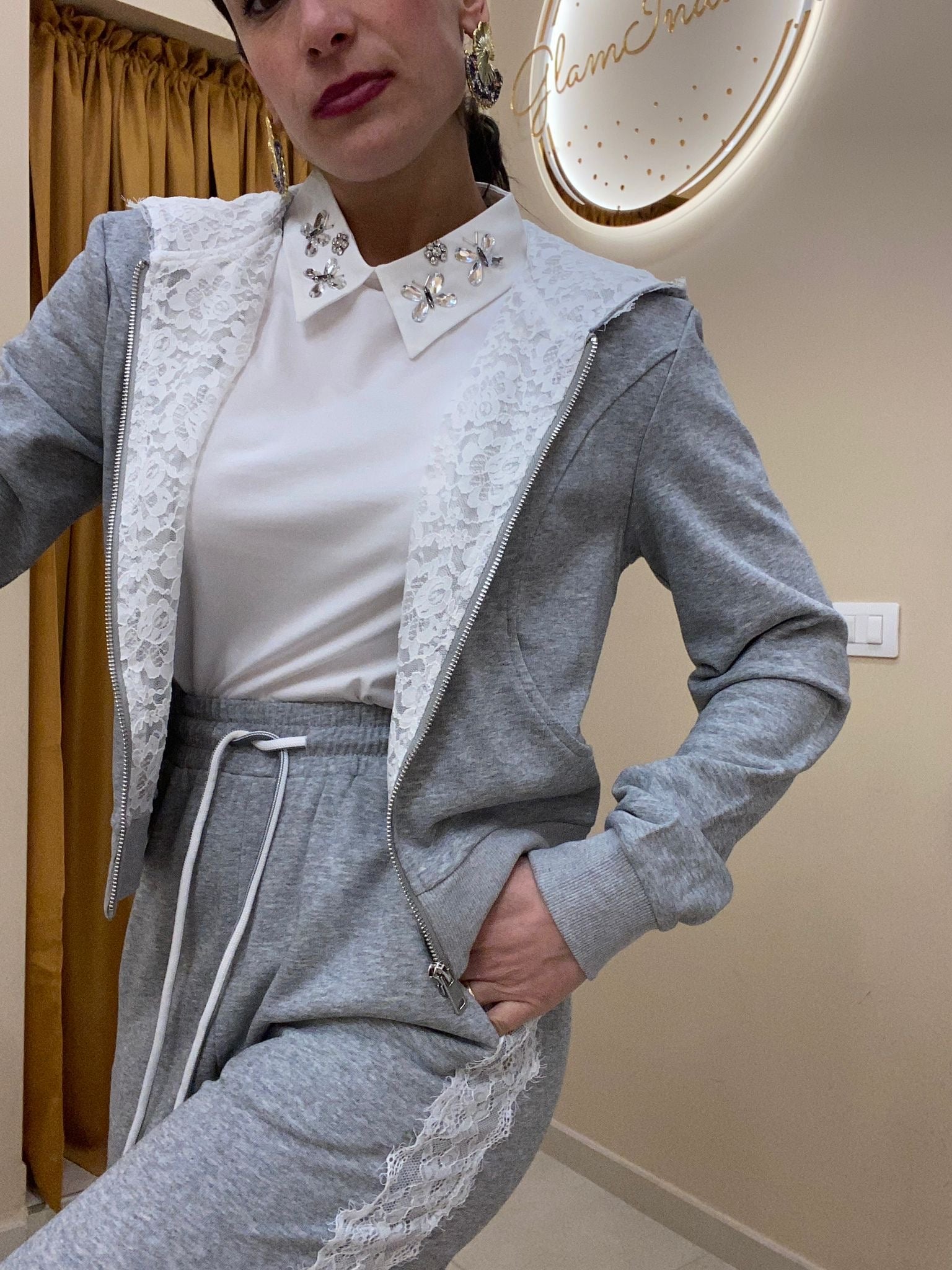 Tuta zip pizzo