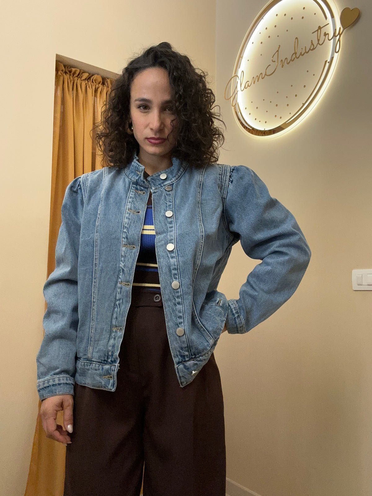 Giacca in jeans manica a sbuffo