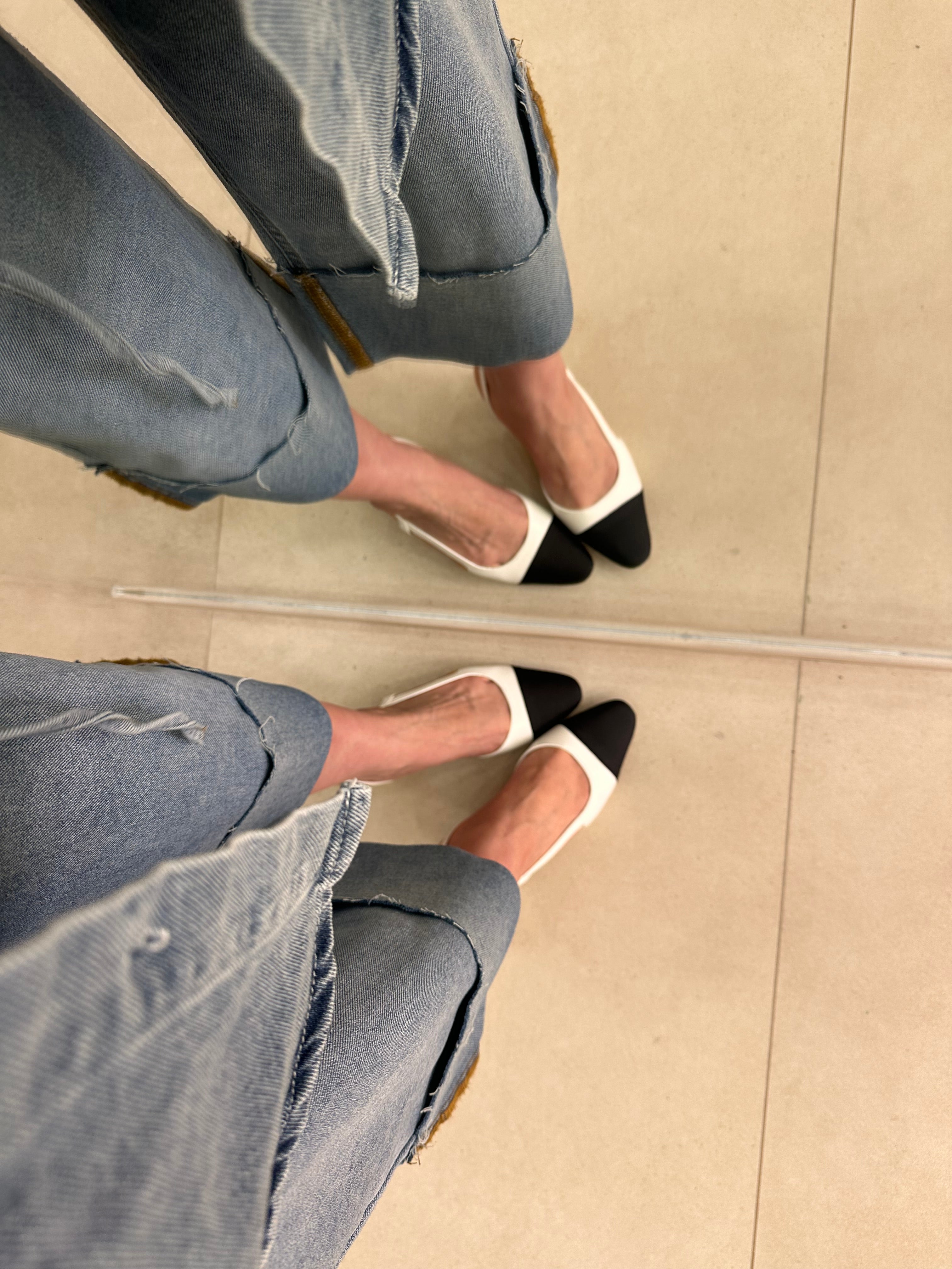 Slingback ecopelle bianca