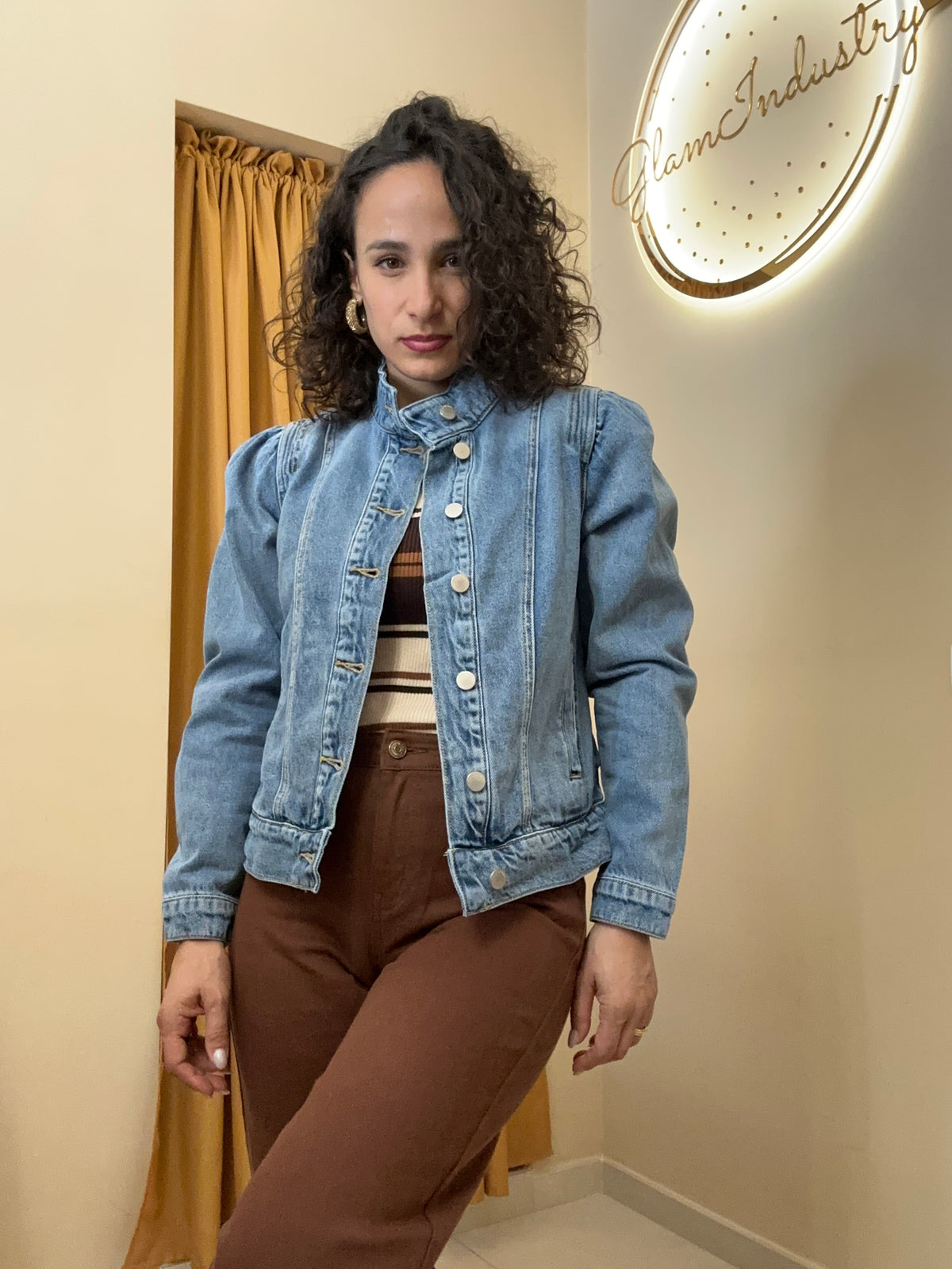 Giacca in jeans manica a sbuffo