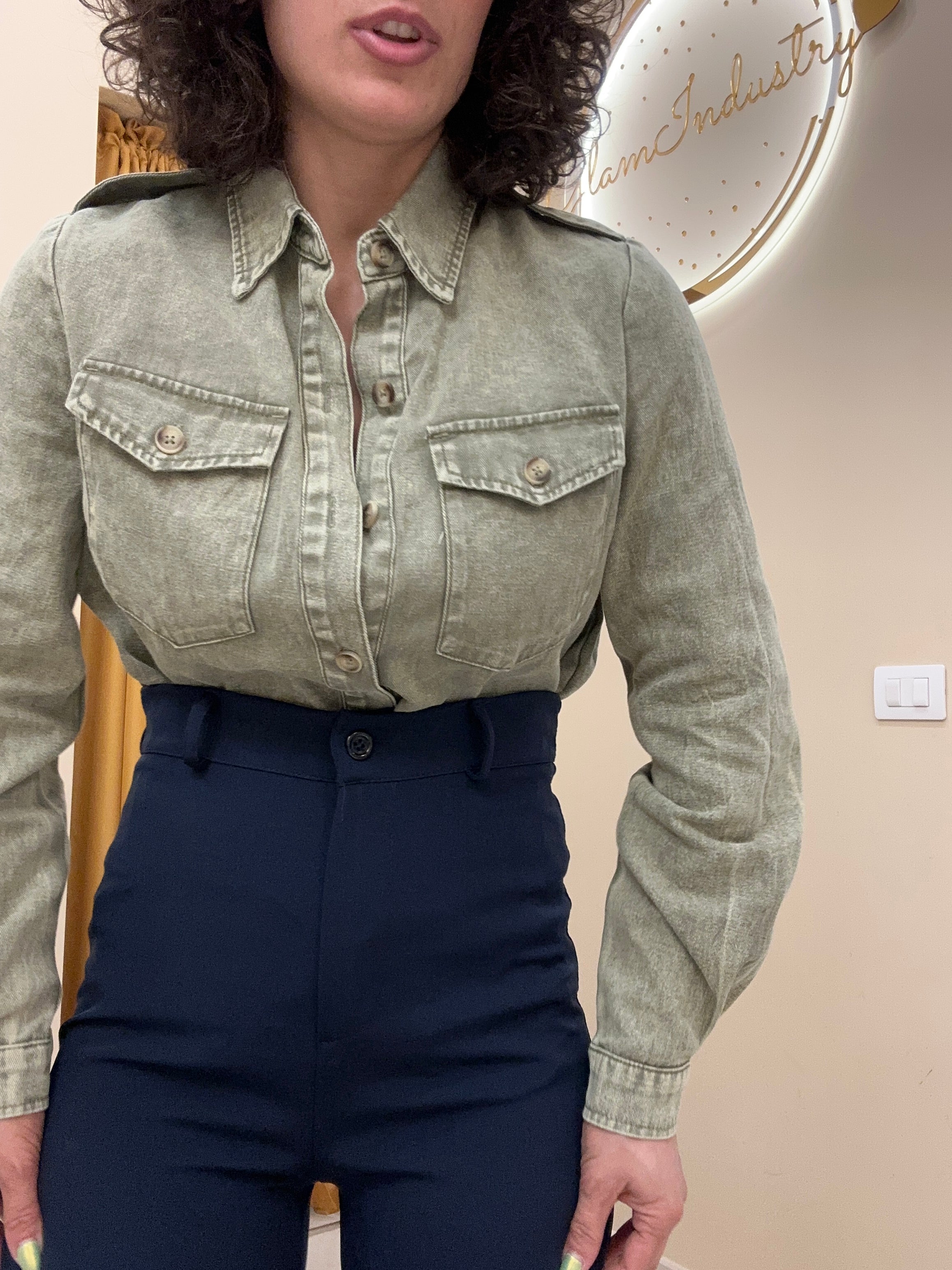 Camicia in jeans Verde