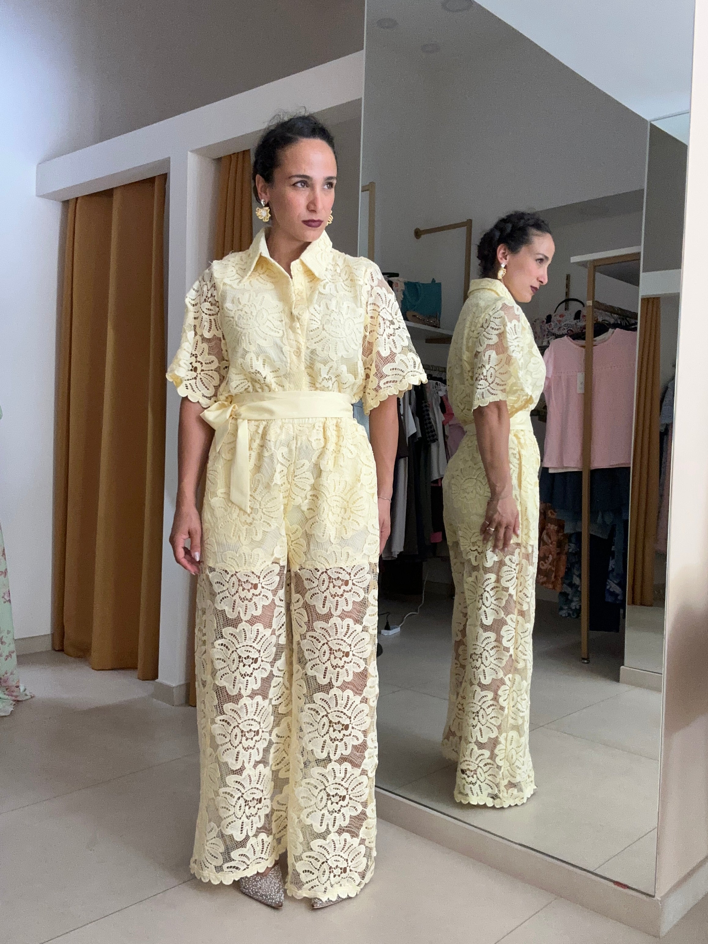 Coordinato merletto GIALLO