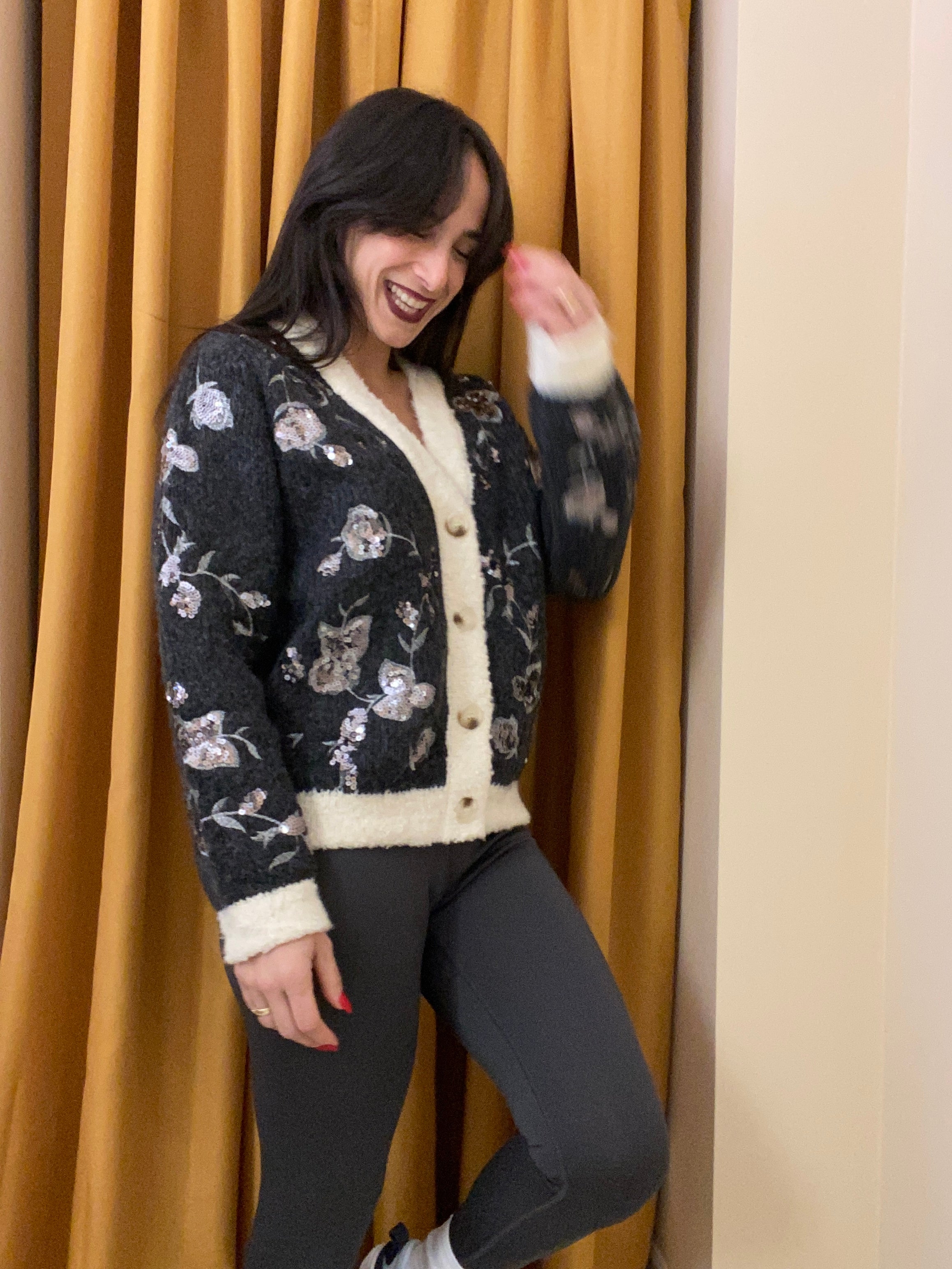 Maxi cardigan con paillettes