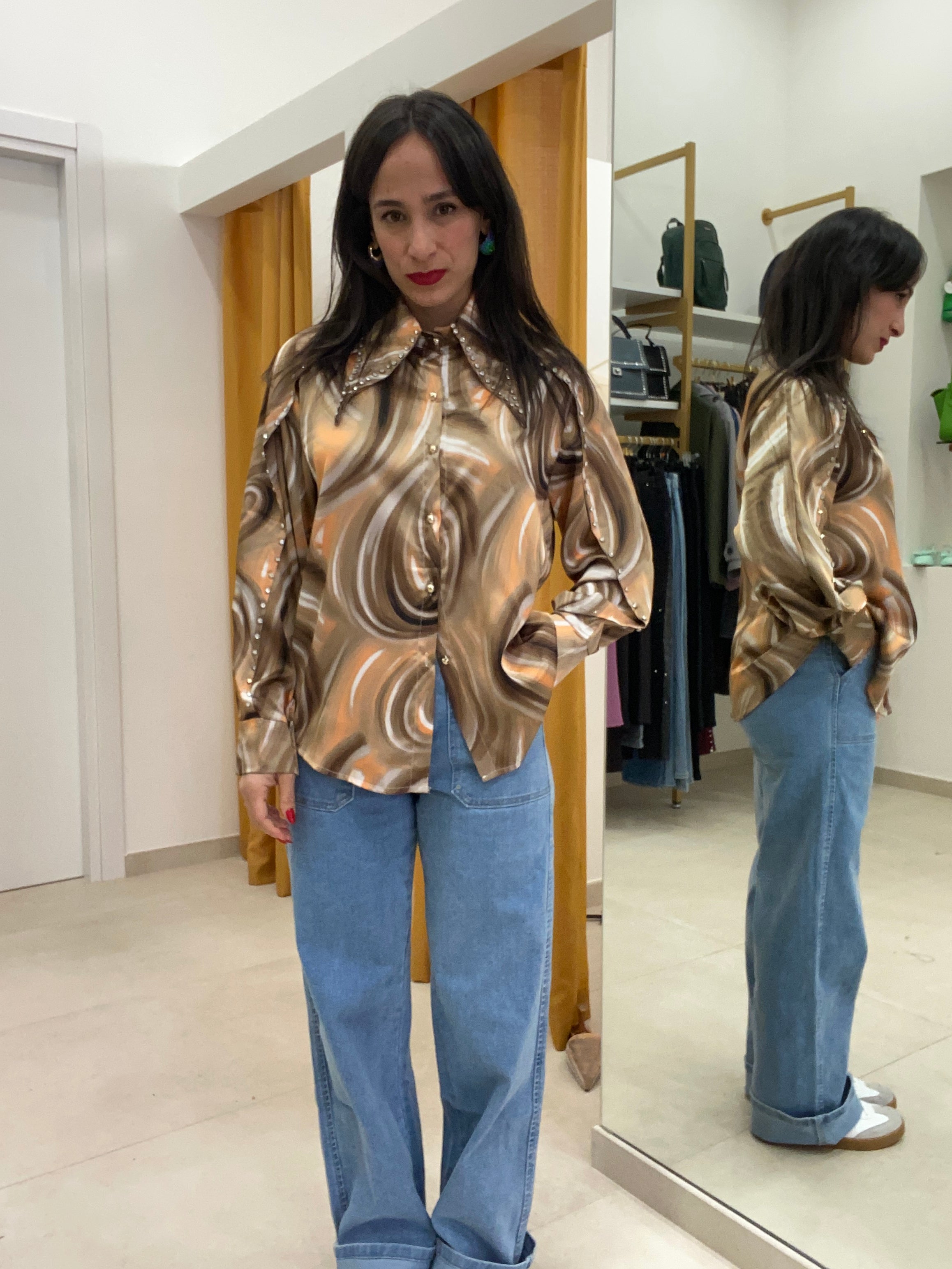 Camicia sfumata marrone